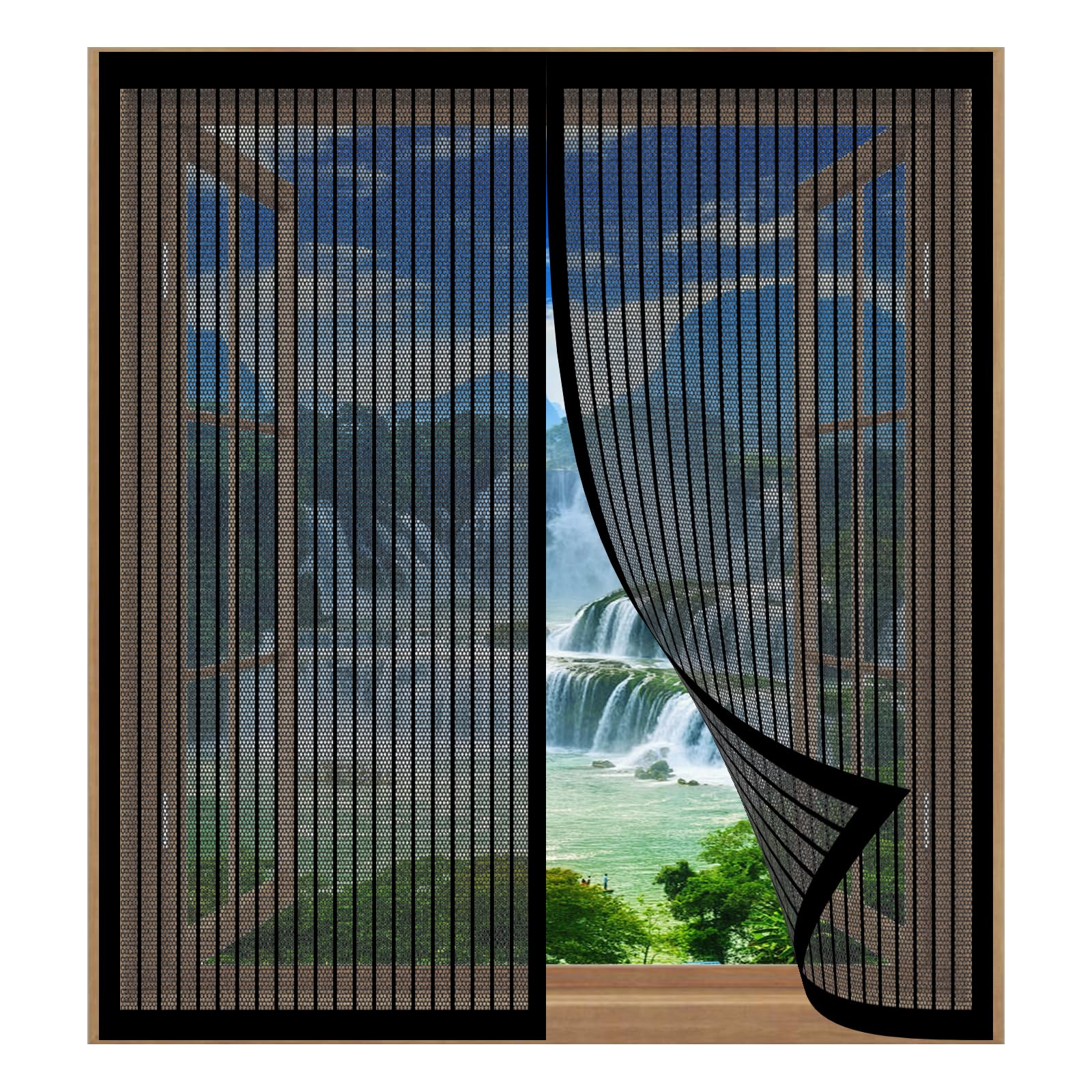 Magnetic Fly Screen Window Adjustable 55 x 135 cm Easy Installation No Drilling Or Screwing Fly Screen for Window for Windows Nets to Keep Bugs Out, Black