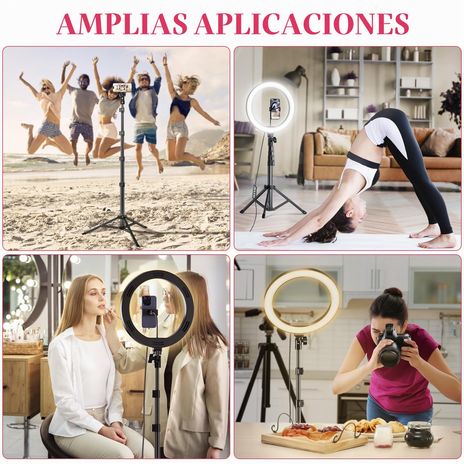 Aro de Luz con Tripode, 10" Ring Light con Modo RGB y Control Remoto – Ideal para Selfies, Vídeos, Fotografías y Transmisiones en Directo