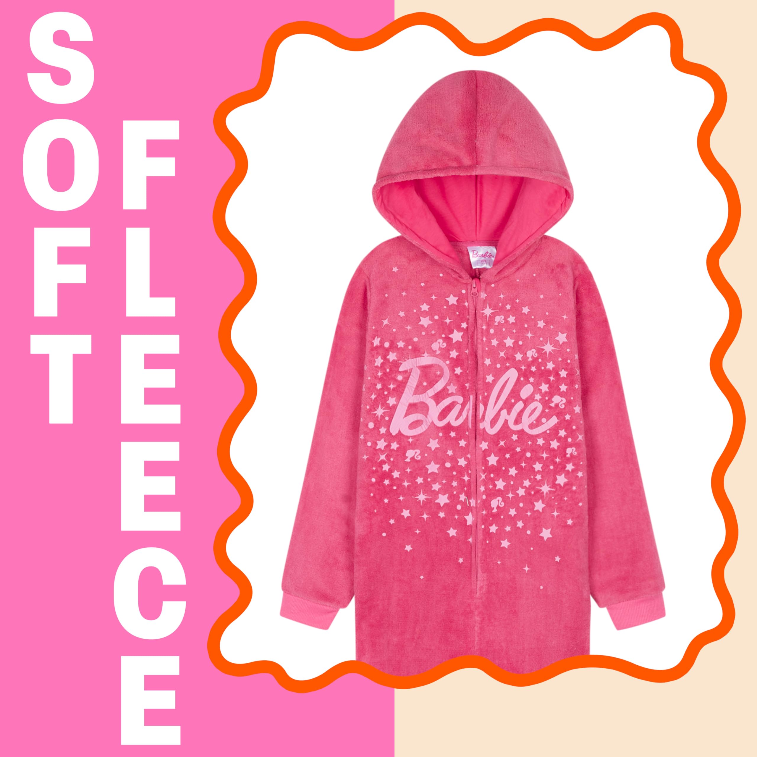 Barbie Combinaison Pyjama Fille, Pilou Pilou Enfant Polaire, Surpyjama avec Capuche - Cadeau Fille et Ado