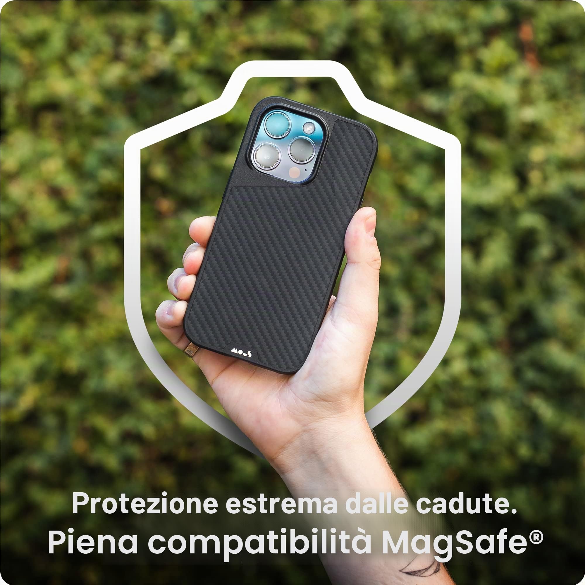 Mous per iPhone 14 Cover Compatibile con MagSafe - Limitless Fibra di Carbonio - Antiurto