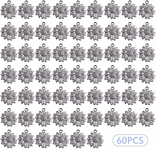 Miniatura 2 de 60 Pieces Sunflower Pendant Charms Alloy Sun Flower Daisy Dangle Pendants Craft Supplies for DIY Necklace Bracelet Earrings Jewelry Making Findings