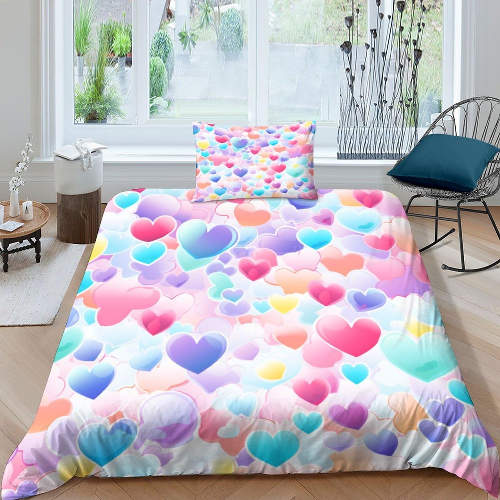 Parure de lit microfibre ultra douce anti-acarien avec fermeture éclair housse couette 135x200 cm