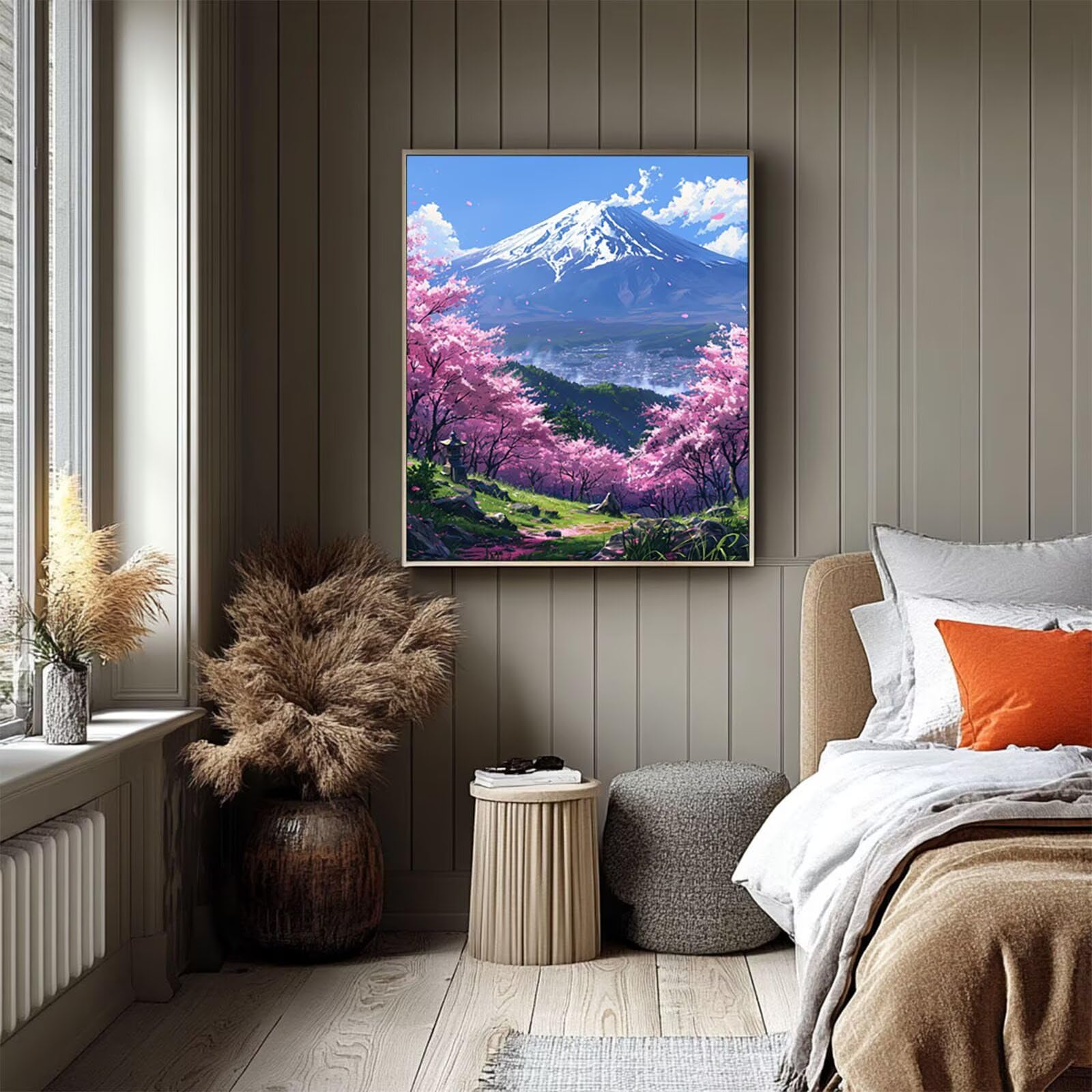 Malowanie według numerów dla dorosłych kwiaty wiśni DIY dorośli góra Fuji płótno do malowania według ścian dzieci 135 x 100 cm, malowanie według liczb zdjęcia nowoczesne dekoracje do salonu, prezent