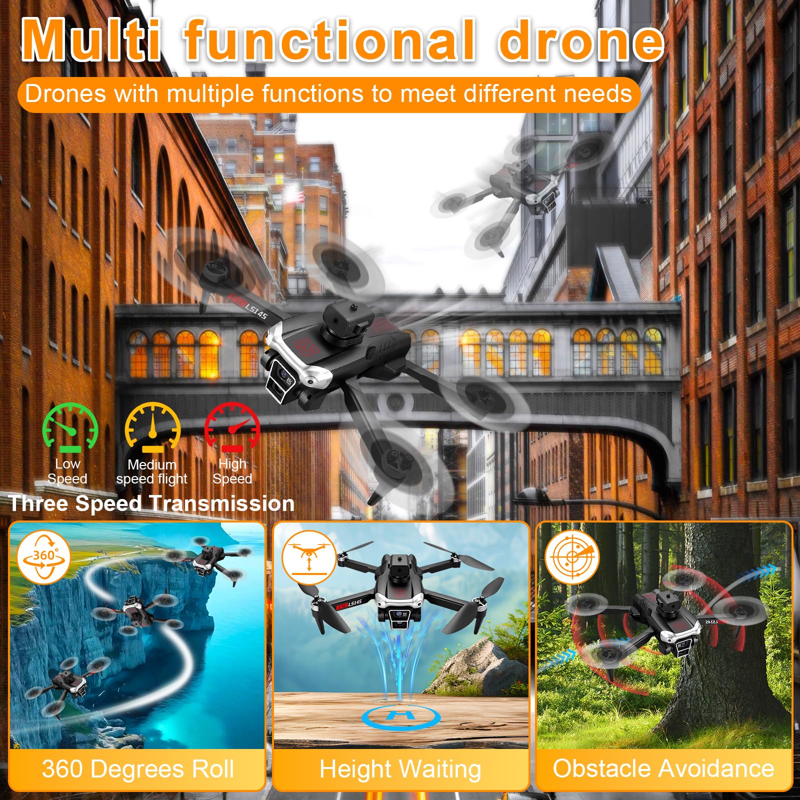 Drone con Telecamera HD 1080P Pieghevole, Droni con Motore Brushless, Auto Hover, Mini RC Quadcopter Telecomandati Droni per Principianti e Bambini/Adulti, Giocattoli Regalo per Ragazzo e Uomo