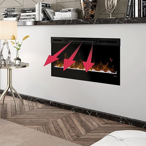 Miniatura 7 de Dimplex Prism - Chimenea eléctrica lineal montada en la pared, 34 pulgadas, negro, 1220 W, calentador de chimenea premium con cama de brasas