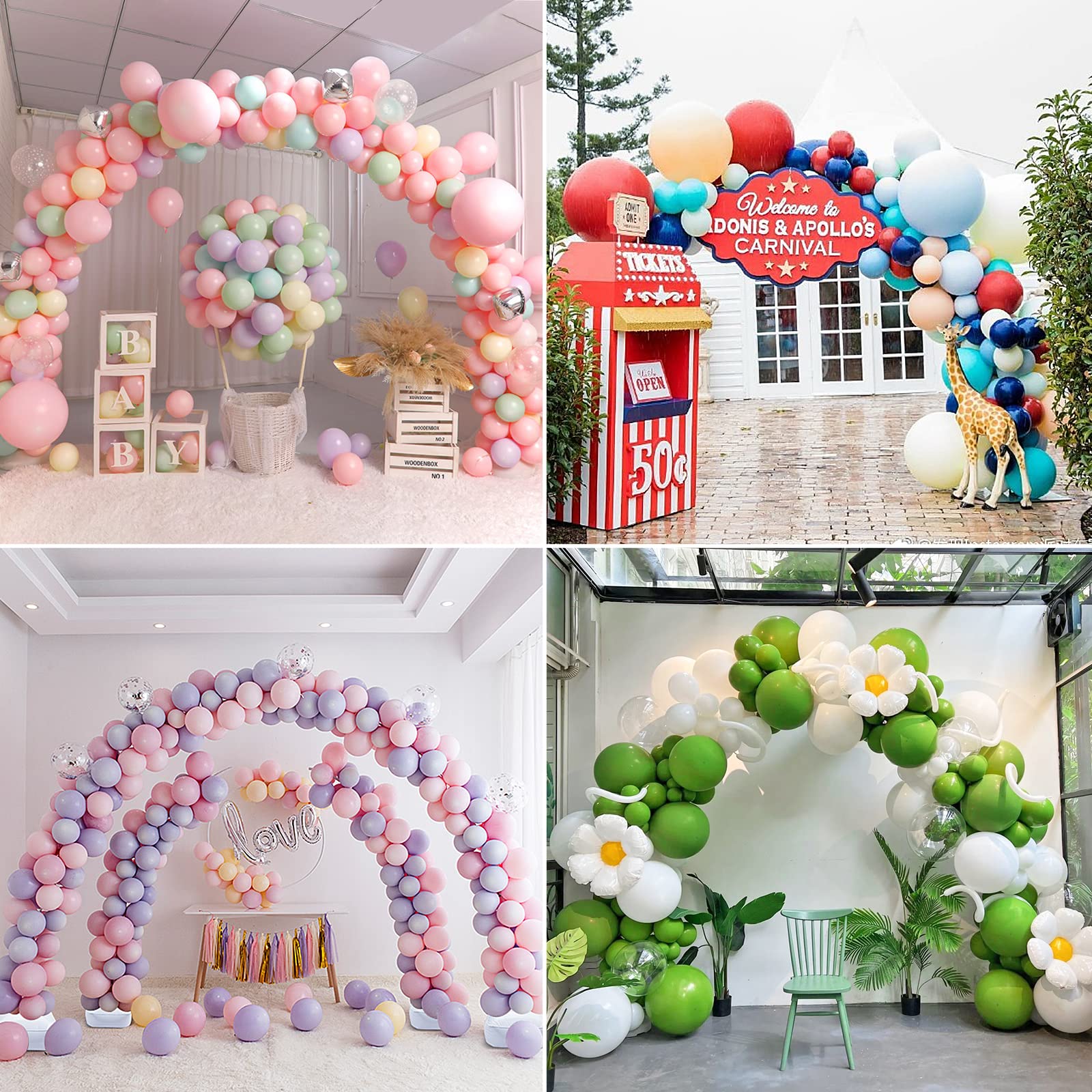 Balloon Arch Kit for Birthday Party, 10Ft Wide Large Adjustable 80Pcs Balloon Arch Stand with Base (White)