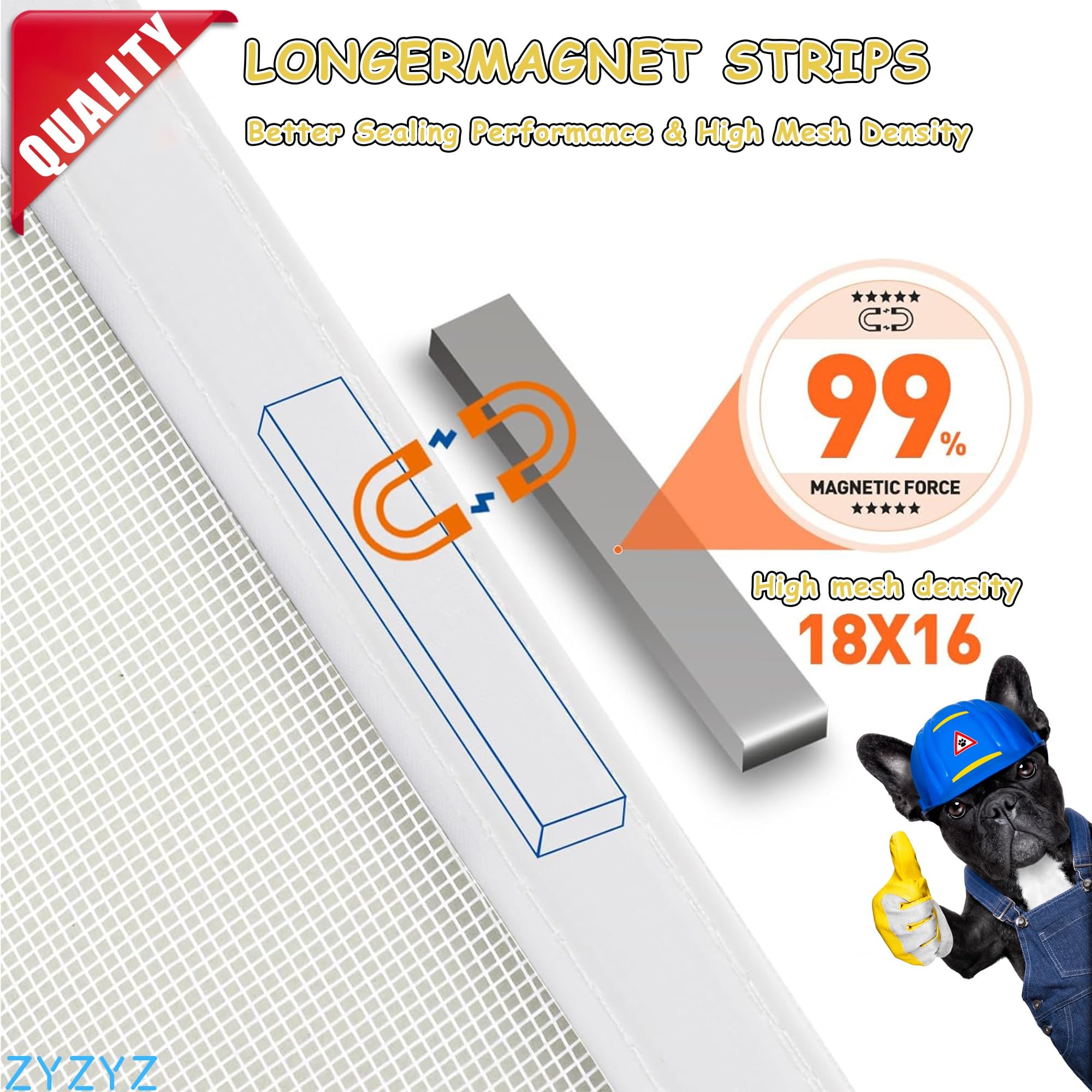 Zanzariera Magnetica per Porte Finestra, 275x250cm Bianco Destra e Sinistra Doppia apertura porta Upgrade Zanzariera Porta, Zanzariere Magnetiche per Porte Finestre, Porta Ingresso, Balconi