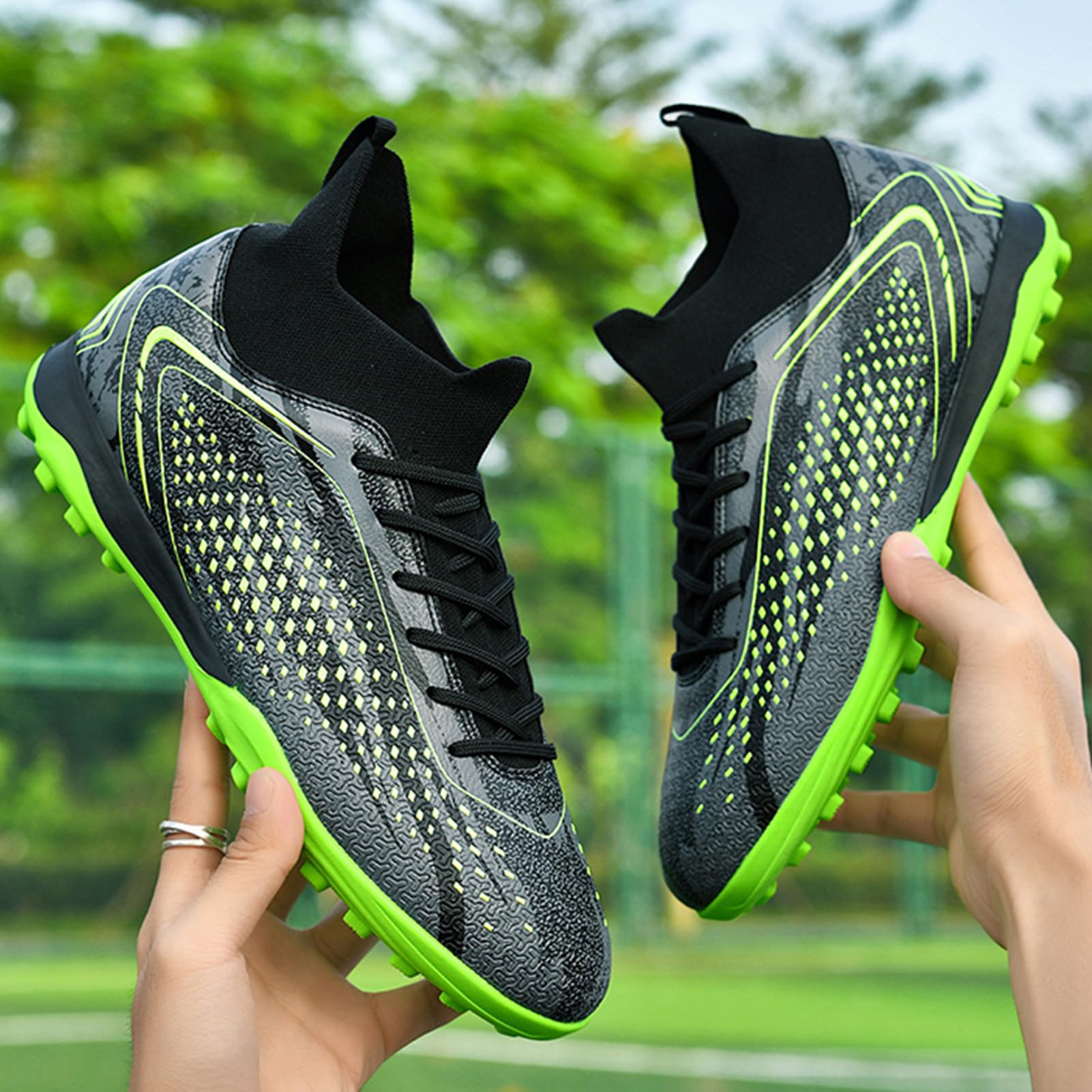 Donbest Botas de Fútbol Niño Zapatos de Fútbol Altos para Césped Artificial Natural e Indoor Zapatillas de Fútbol con Tacos Antideslizantes