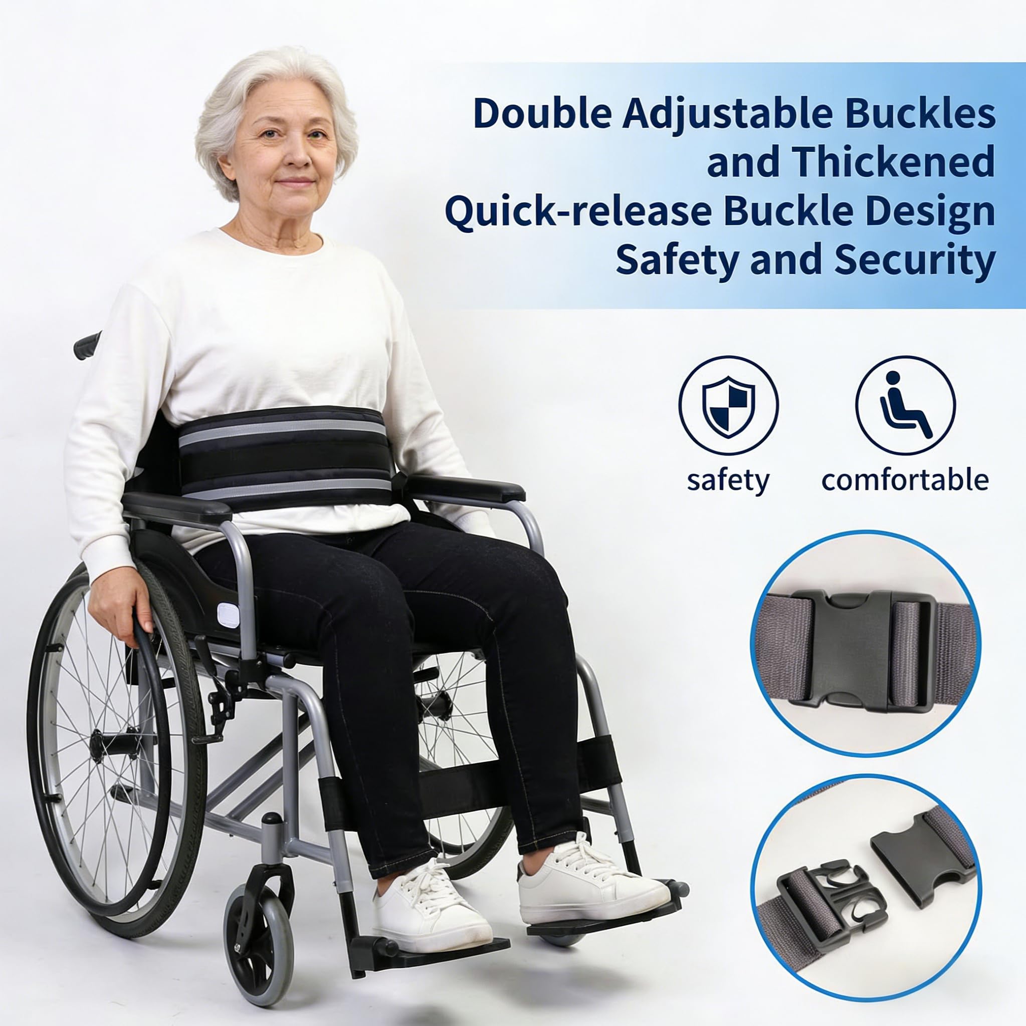 Cinturón de seguridad para silla de ruedas para adultos, cinturón de seguridad para ancianos y personas mayores, correa de seguridad ajustable para silla de ruedas, arnés de sujeción para silla y cama