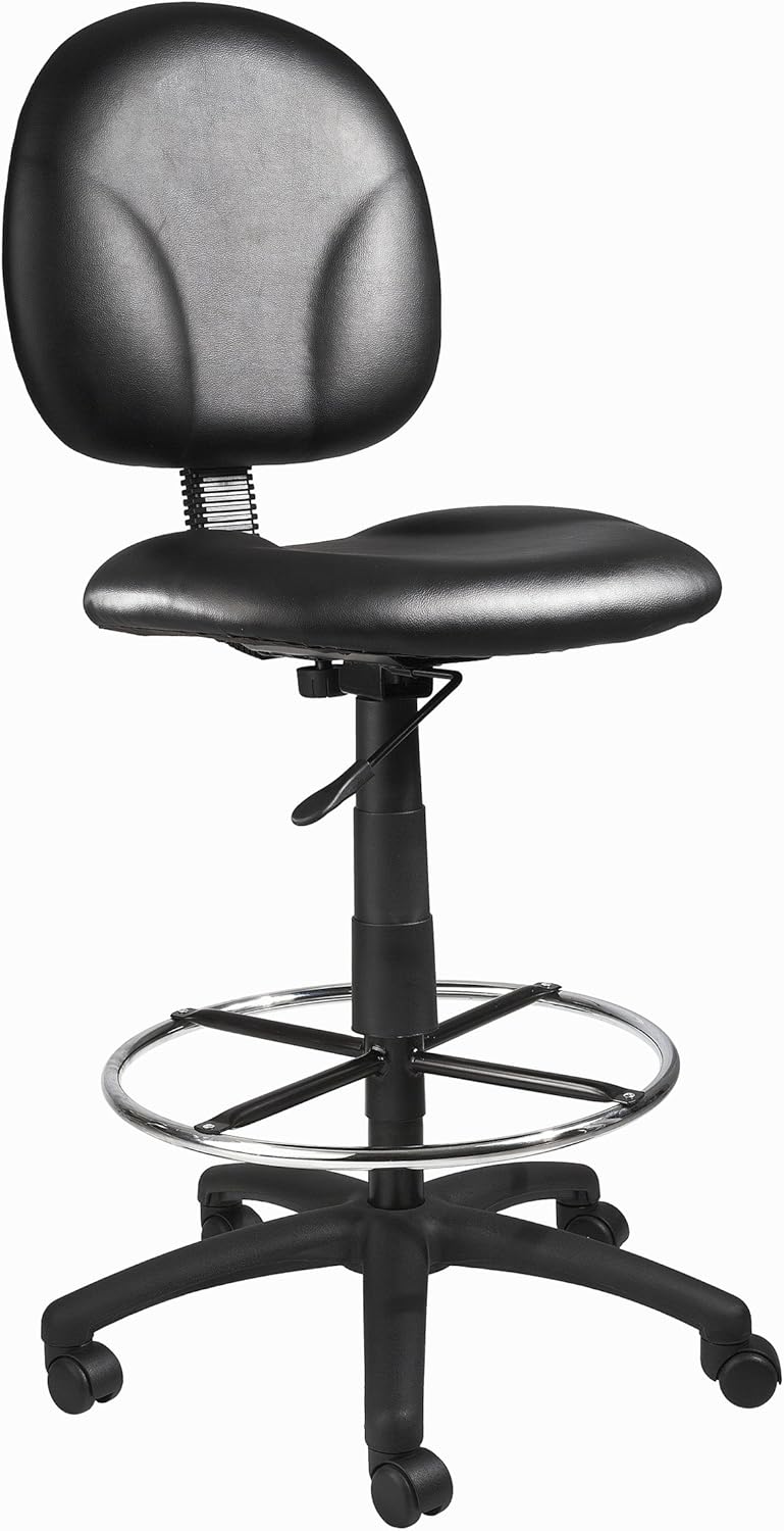 Boss Office Products Stand Up Caressoft Drafting Stool without Arms in Black