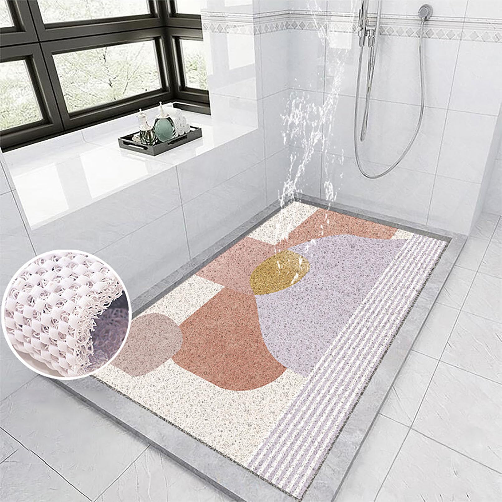 Alfombrilla Antideslizante Ducha Estilo Minimalista Alfombra Ducha Antideslizante PVC Suave y cómodo Alfombrilla Ducha Antideslizante Alta Permeabilidad al Agua