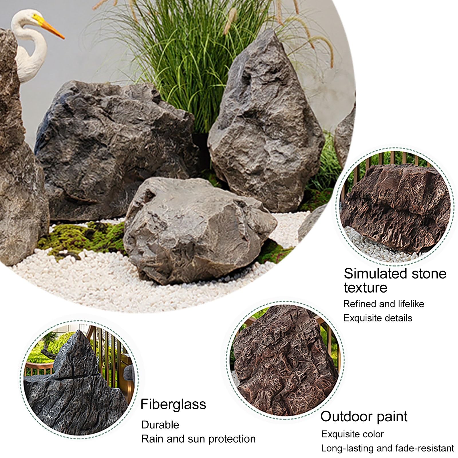 Rocas de imitación ligeras para decoración de paisajes, rocas artificiales de espuma de poliuretano para jardín, acuario, fotografía