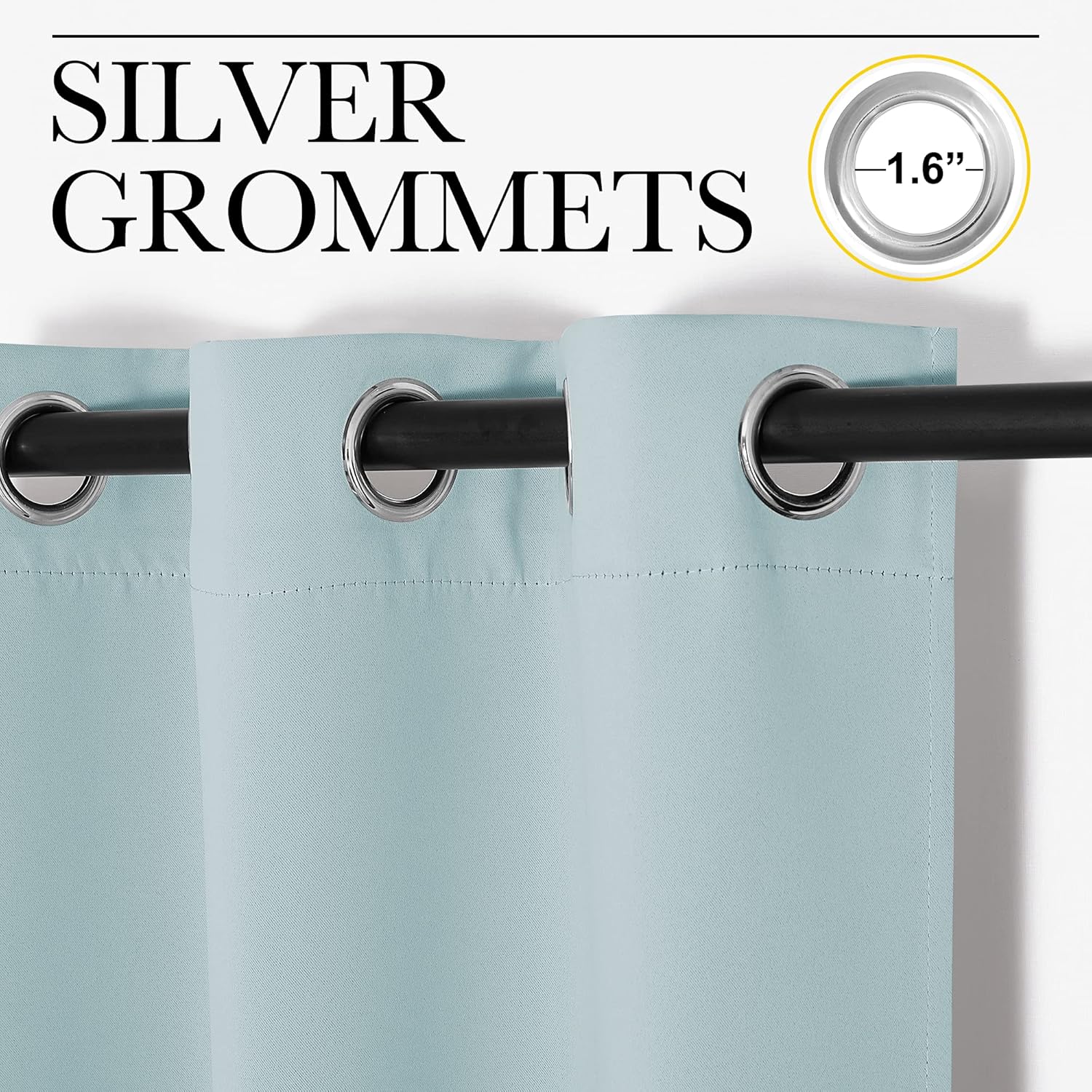 NICETOWN Room Darkening Curtains and Drapes, Sky Blue Window Treatment Thermal Insulated Solid Grommet Top Curtains/Drapes for Bedroom Living Room (Set of 2, 42 inches Wide by 63 inches Long) thumbnail