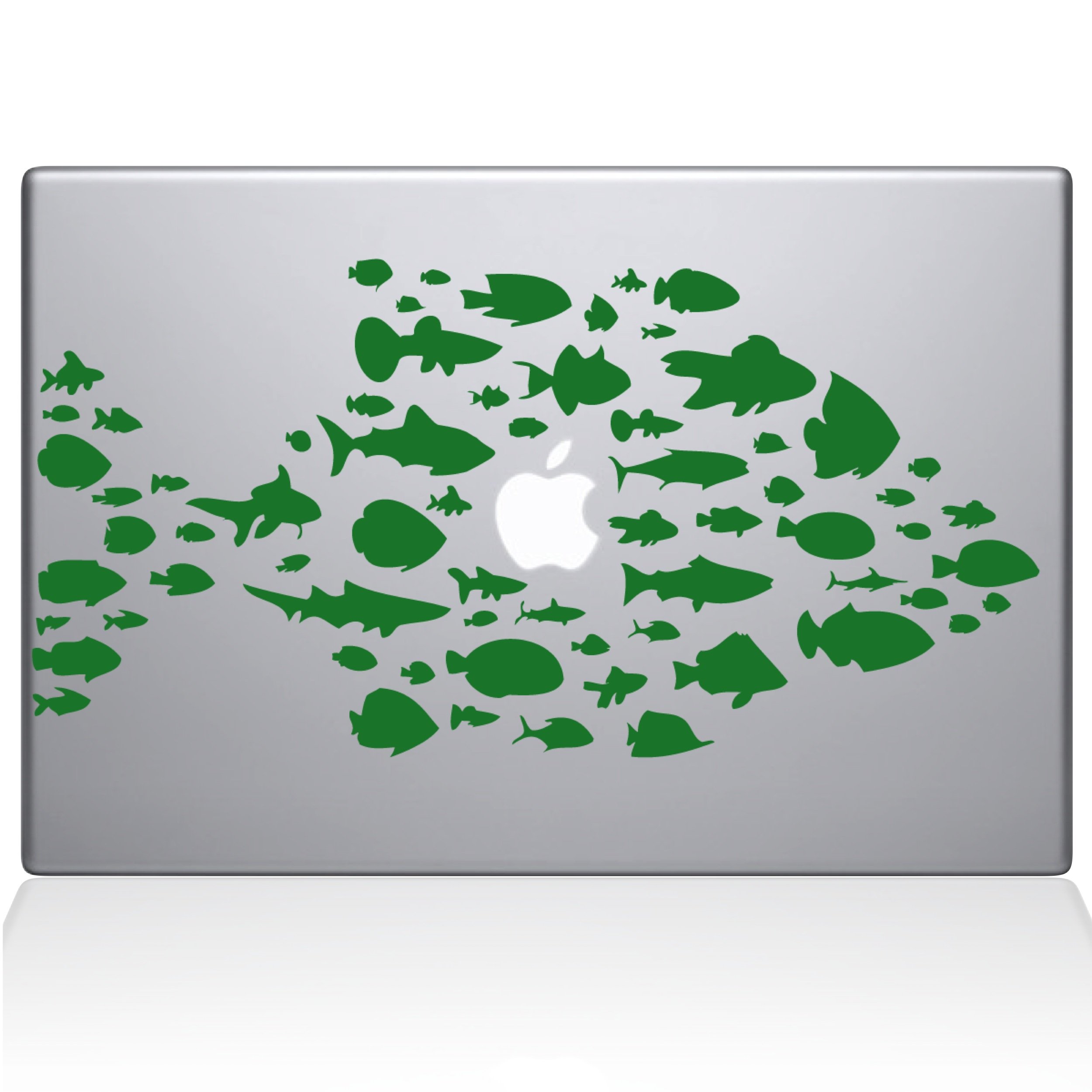The Decal Guru 0146-MAC-13P-LG Swim with The Fishes Decal Vinyl Sticker, 13" MacBook Pro (2015 and Older), Green