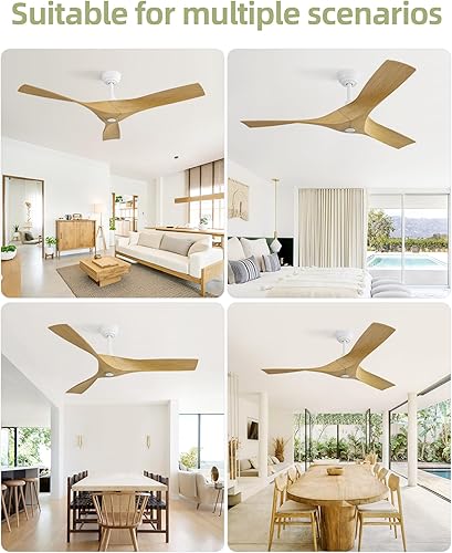 Miniatura 6 de Ventiladores de techo sin luces - Ventilador de techo de montaje empotrado de 52 pulgadas con 6 velocidades, control remoto de 3 temporizadores,