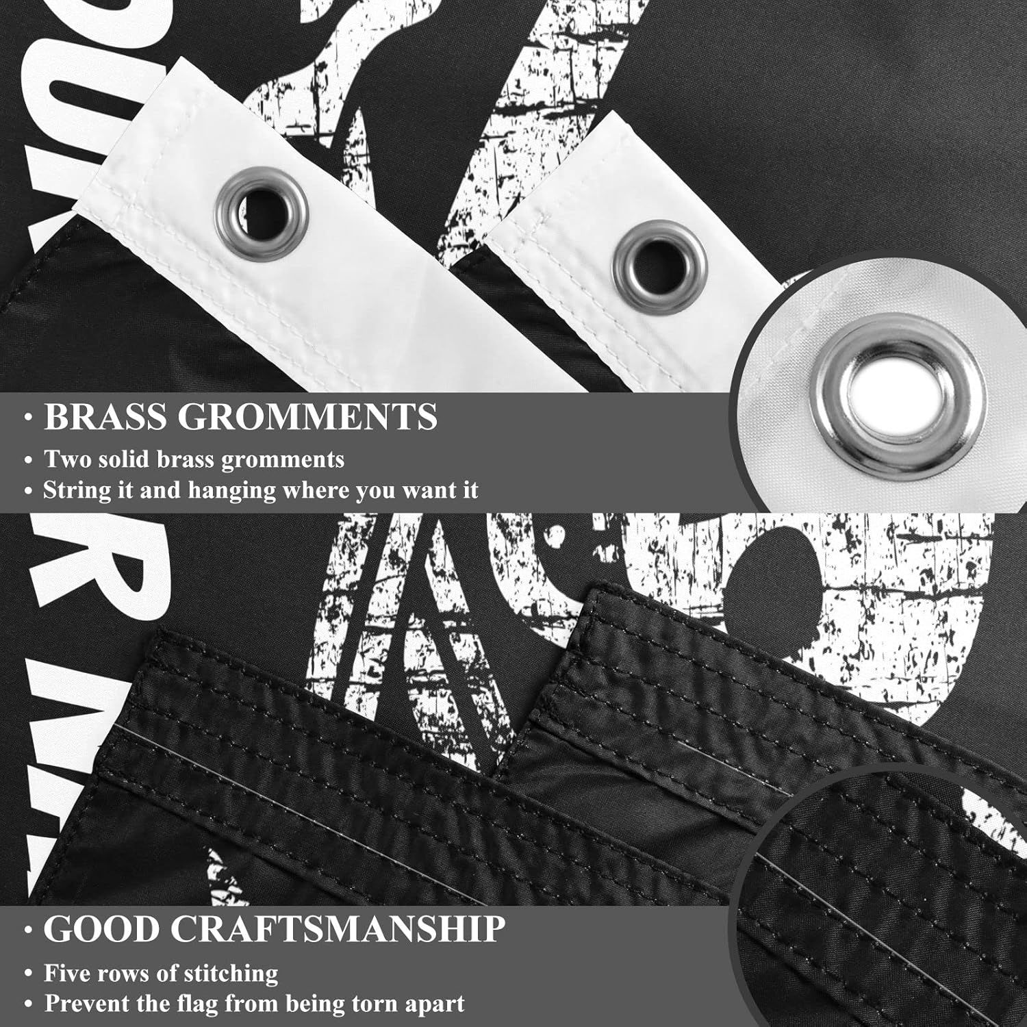 Pirate Flag Double Sided Custom 3 x 5 FT Outdoor Banner Eyelet Design with Grommets Double Ring Washer for Outdoor and Indoors