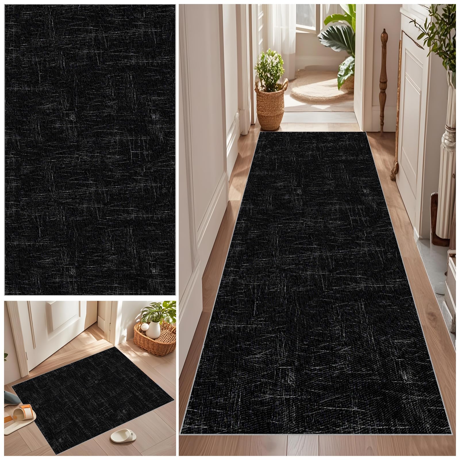 Tapis de couloir antidérapant 80x260 cm à poils courts pour cuisine