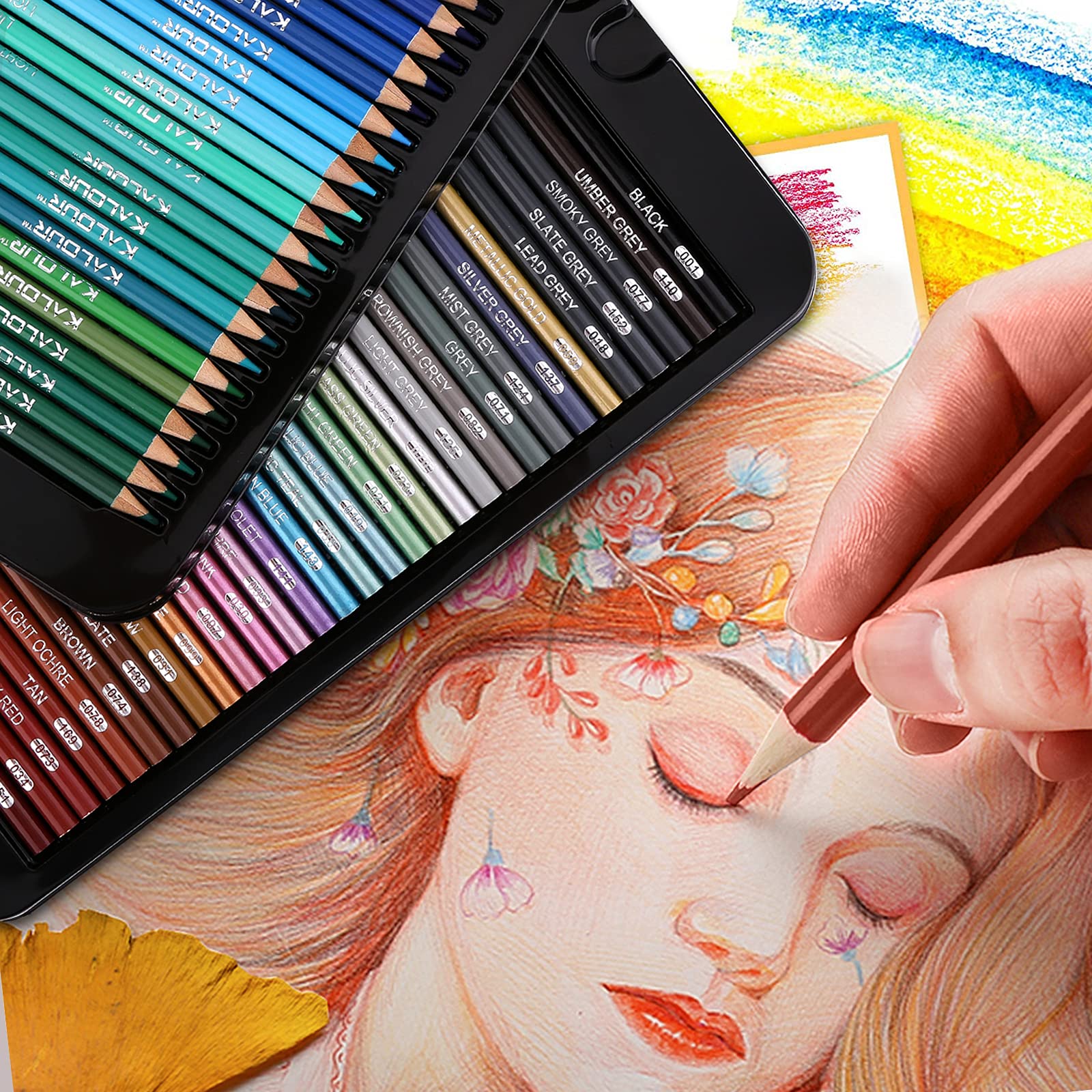 KALOUR Ensemble de 72 crayons de couleur pour livres de coloriage