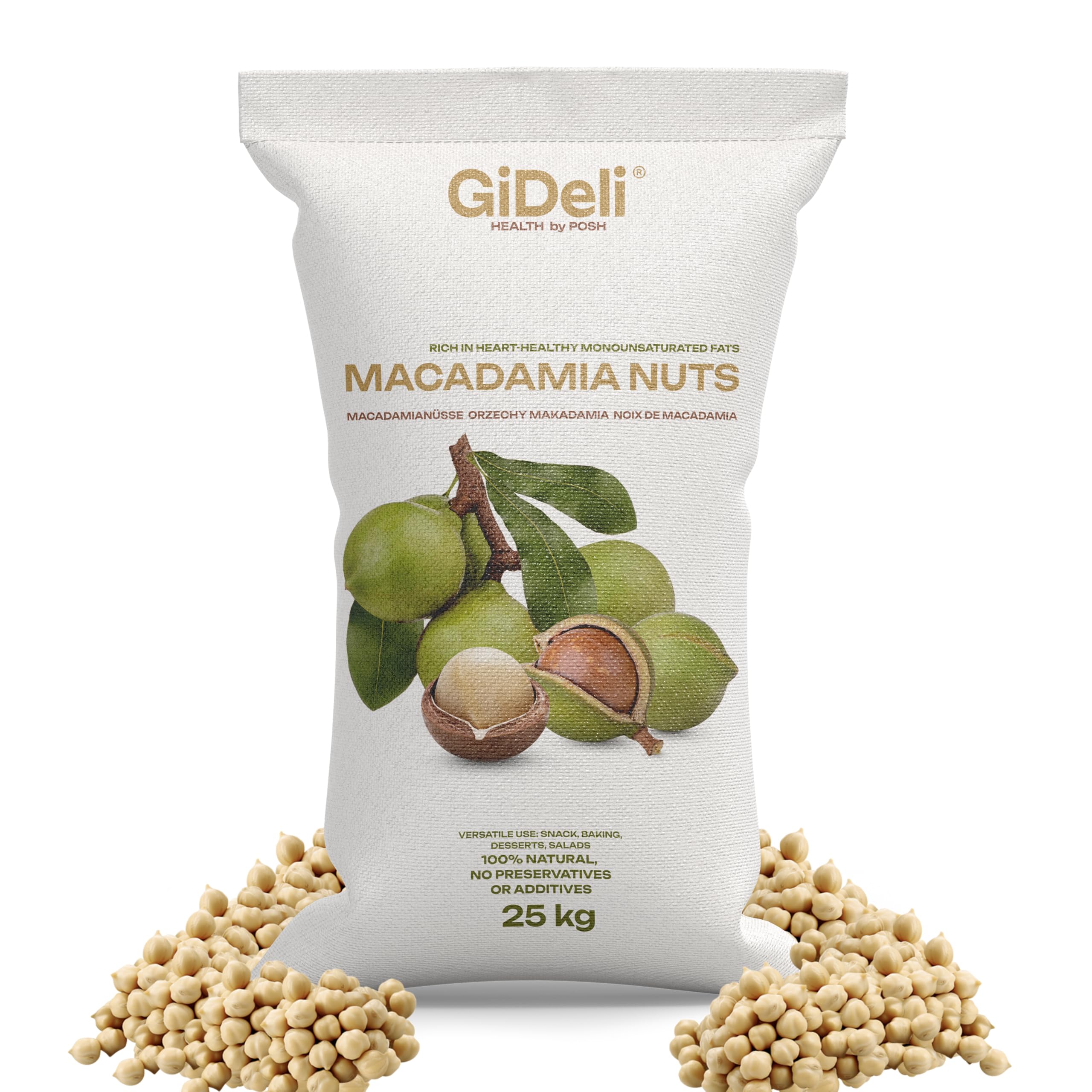 GiDeli Macadamianüsse Bruch 25 kg - Ungesalzen in Rohkostqualität