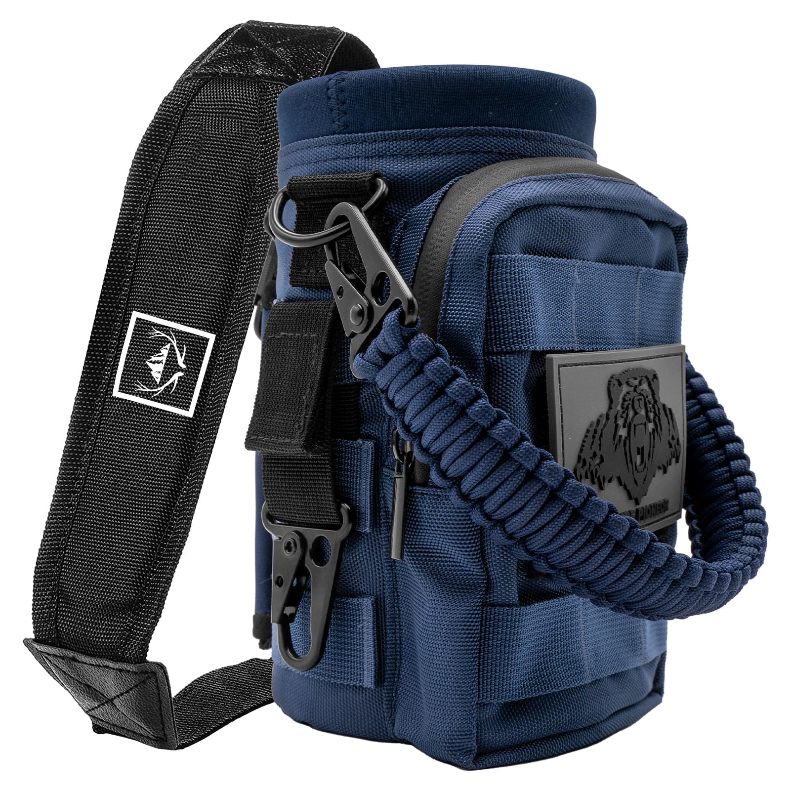 NATURE PIONEOR 32 64 128oz Tactical Water Bottle Pouch, Multi-Function Tactical Water Bottle Bag with Adjustable Shoulder Strap, Half/One Gallon Molle