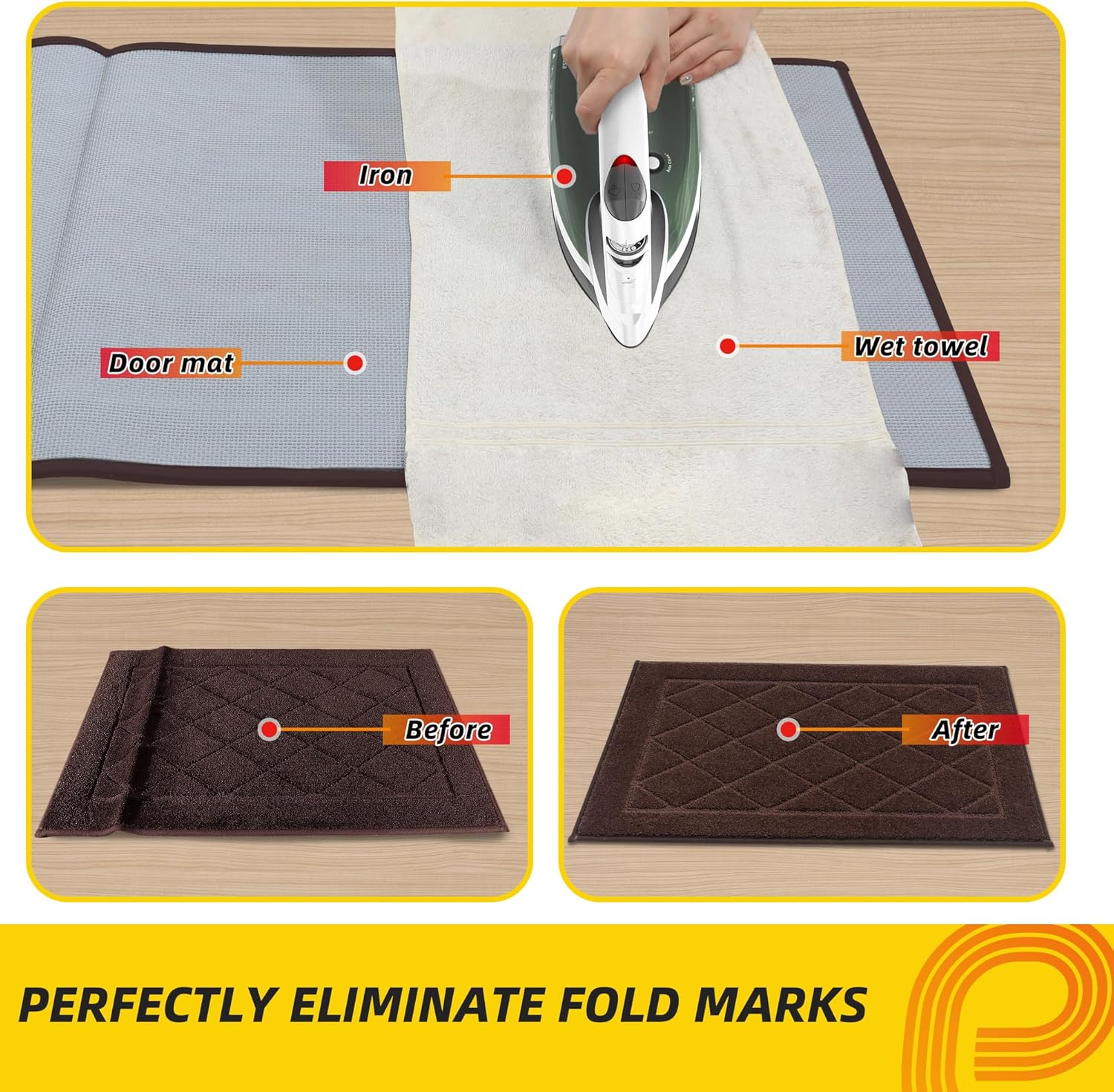 JSEI Dirt Trapper Door Mat 24"x36", Non-Slip Washable Entryway Mats, Dog Door Mat, Stain Resistant and Absorbent Floor Mats, Low Profile Welcome Mat for Front Back Door, Brown - Image 9