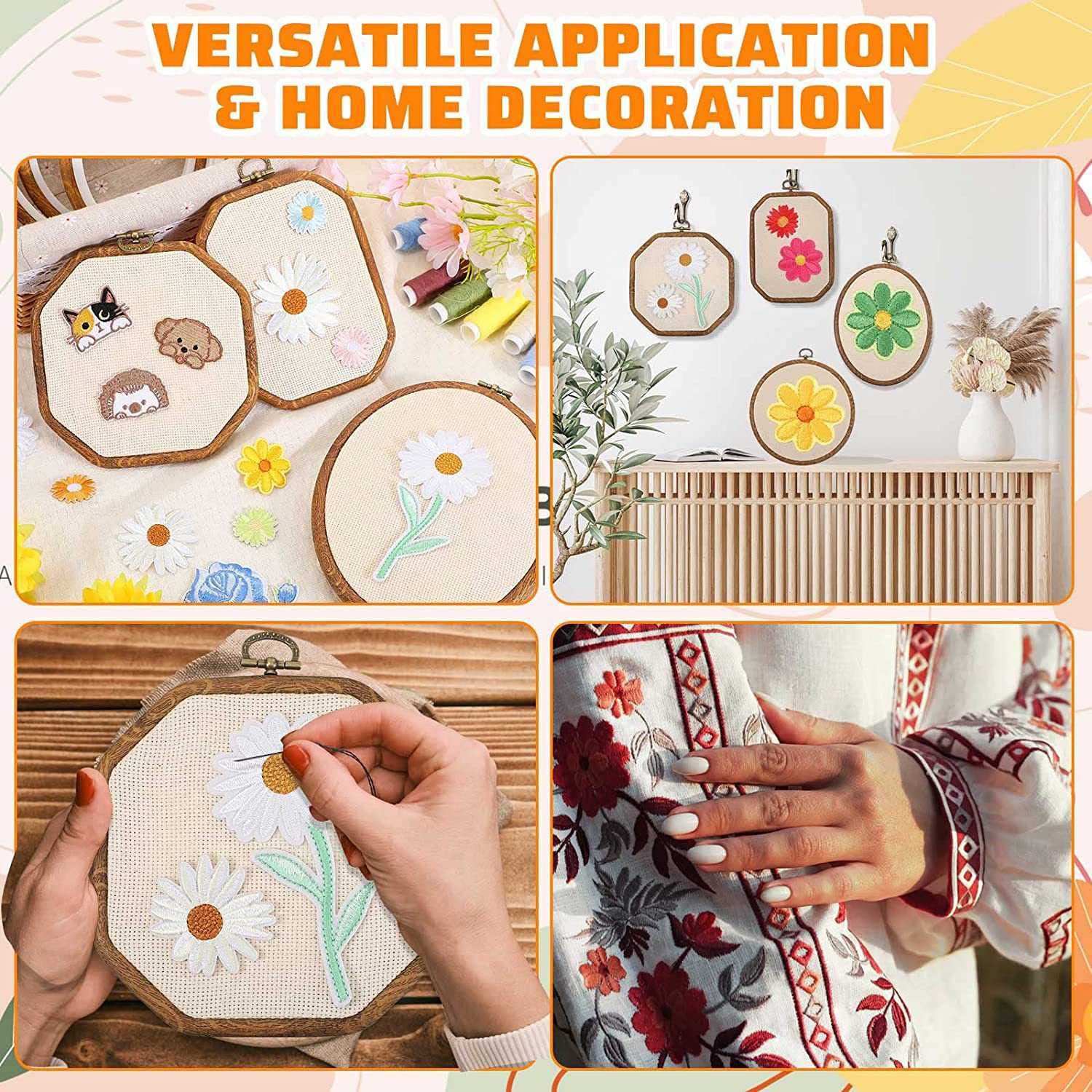 Amazon.co.jp: Kriccekal 9個 刺繍フープ模造木材ディスプレイフレーム  