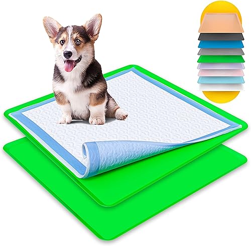 Skywin Bandeja para almohadillas de entrenamiento para cachorros de perro, paquete de 2 almohadillas de entrenamiento de 24 x 24 pulgadas, soporte