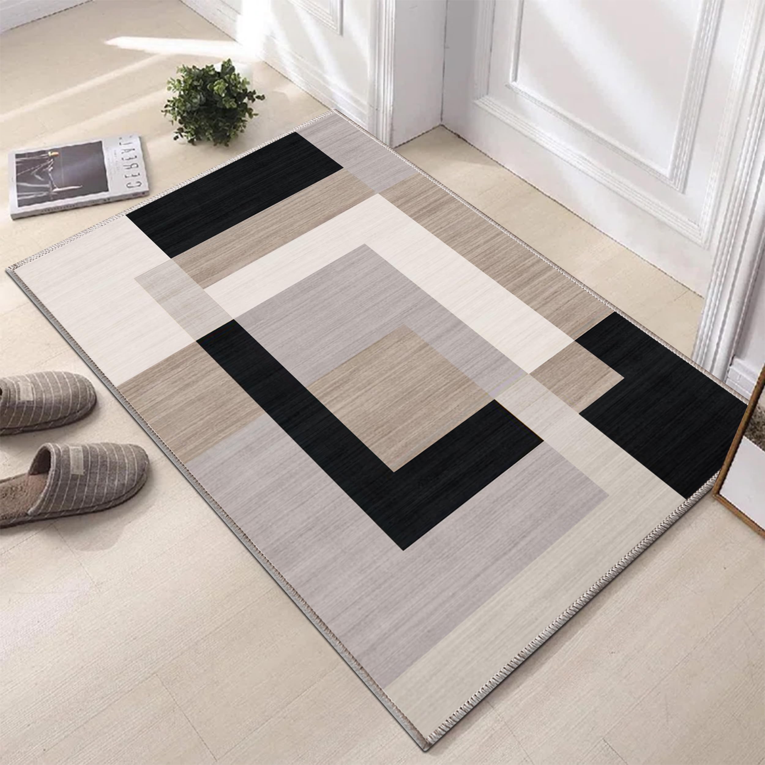 Hafaa Door Mat Indoor & Outdoor - Non Slip Heavy Duty Doormats - Stylish & Printed Mat - Perfect Dust Grabbing Shoes Scrapper Door Mats (Milo Neutral, 60cm x 110cm)