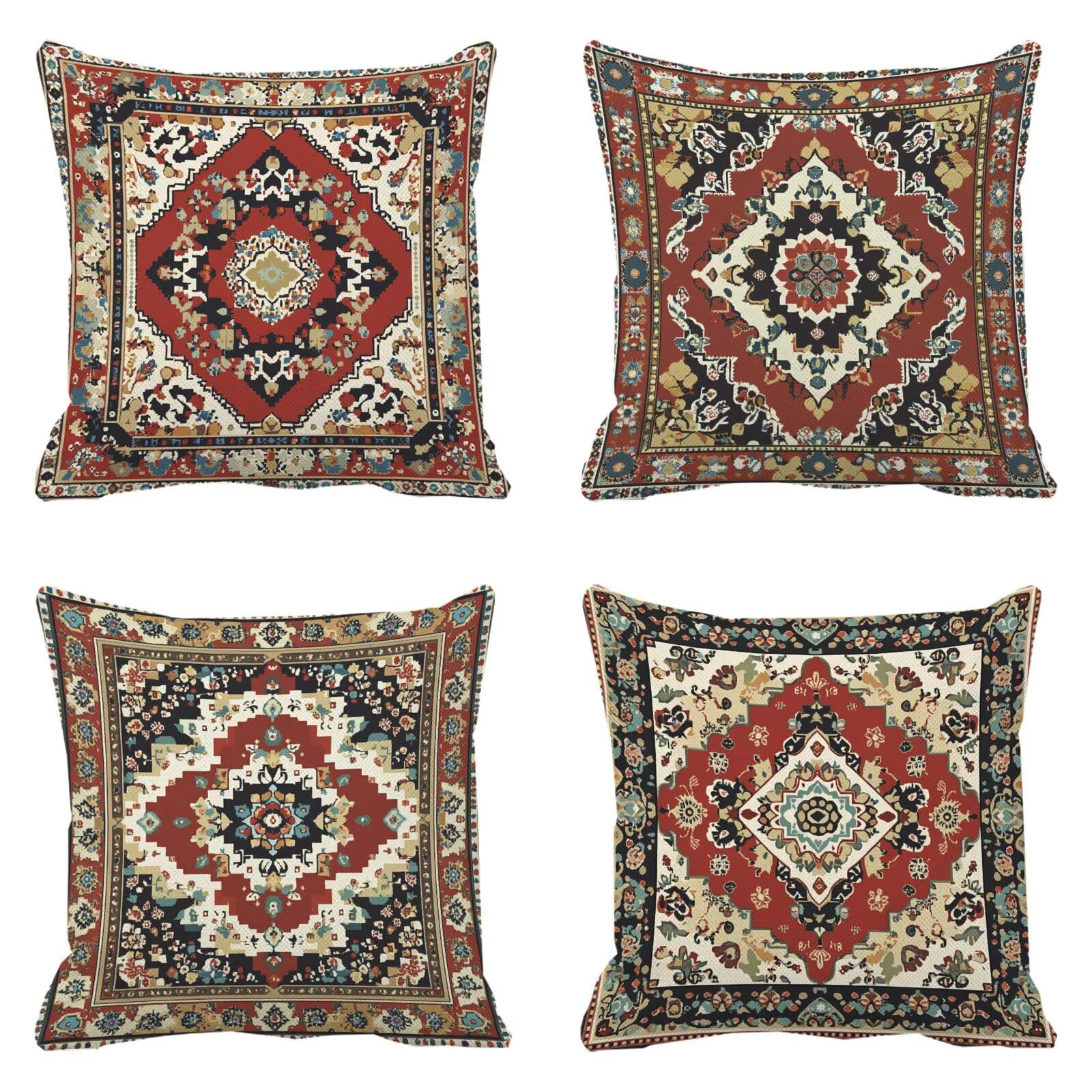 Coussin exterieur impermeable 50x50 taie oreiller decorative boheme pour canape de balcon