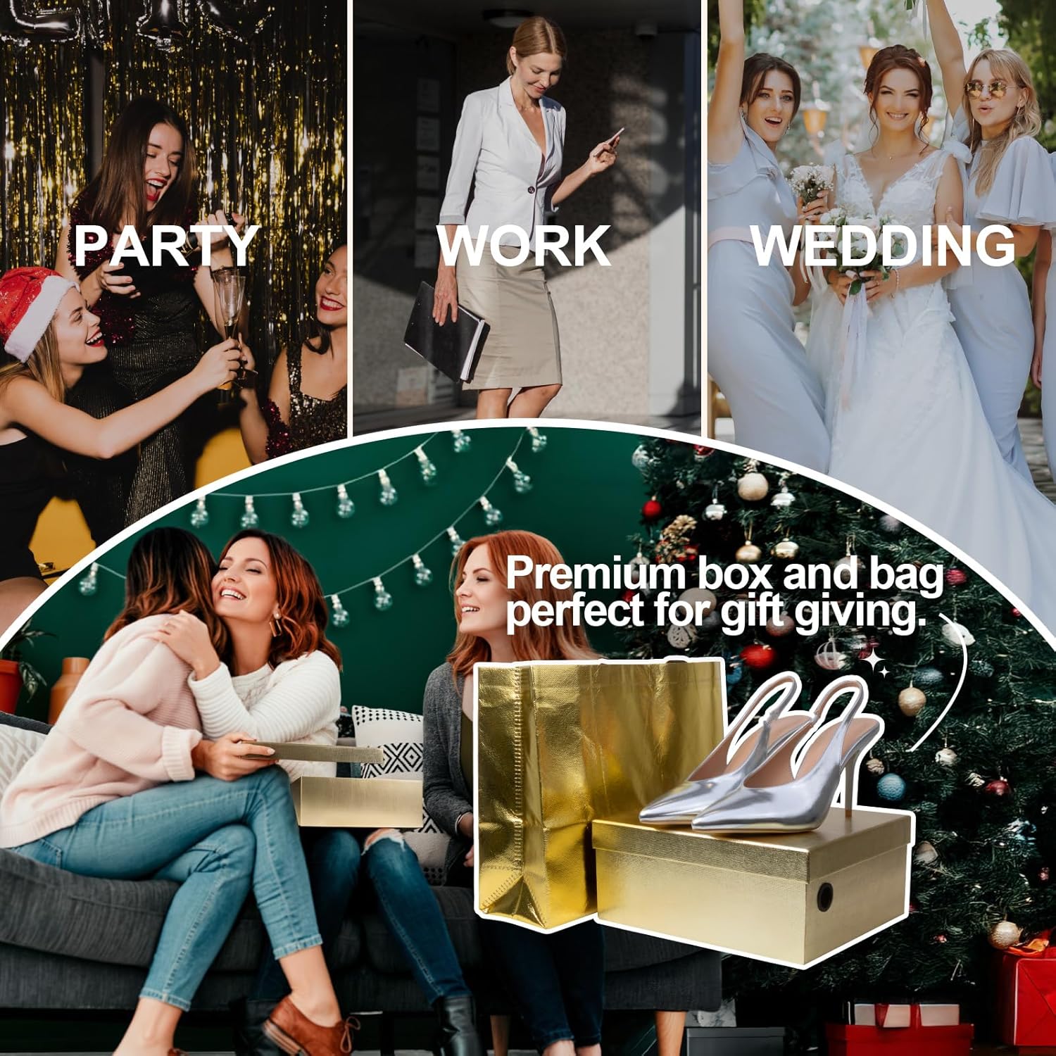 Closed Toe Pumps Women Chunky Block Heels Pointed Toed Ankle Strap Heel Pump Shoe Office Wedding Casual Dance Glitter Pumps Shoes for Lady Size 6-11 - Image 2