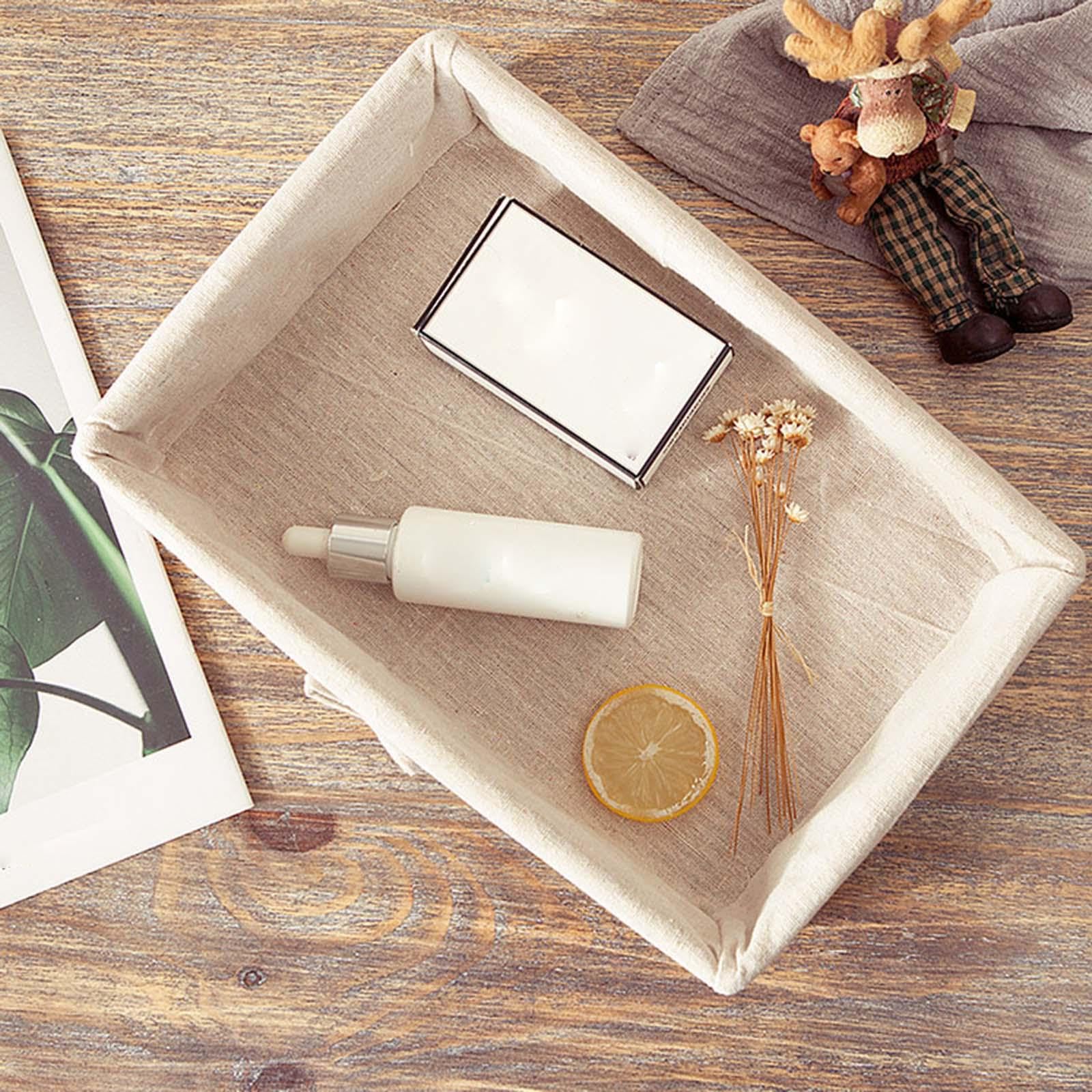 Gewebte Körbe, stapelbar, Papierseil, Aufbewahrungskorb für Snacks, Kosmetik, Mittagessen, 30 x 20 x 7 cm, Beige, 30 x 20 x 7 cm, 5 Stück
