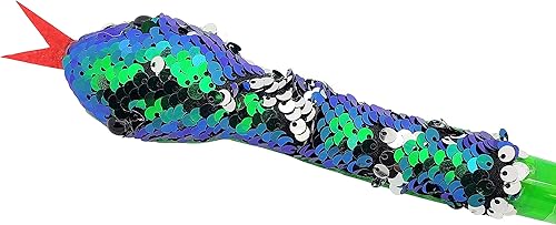 Miniatura 2 de Bolígrafo de serpiente de lentejuelas verdeazul a plateado de 8 pulgadas, bonito juguete de peluche suave (paquete de 6) (serpiente de sequina, 6,
