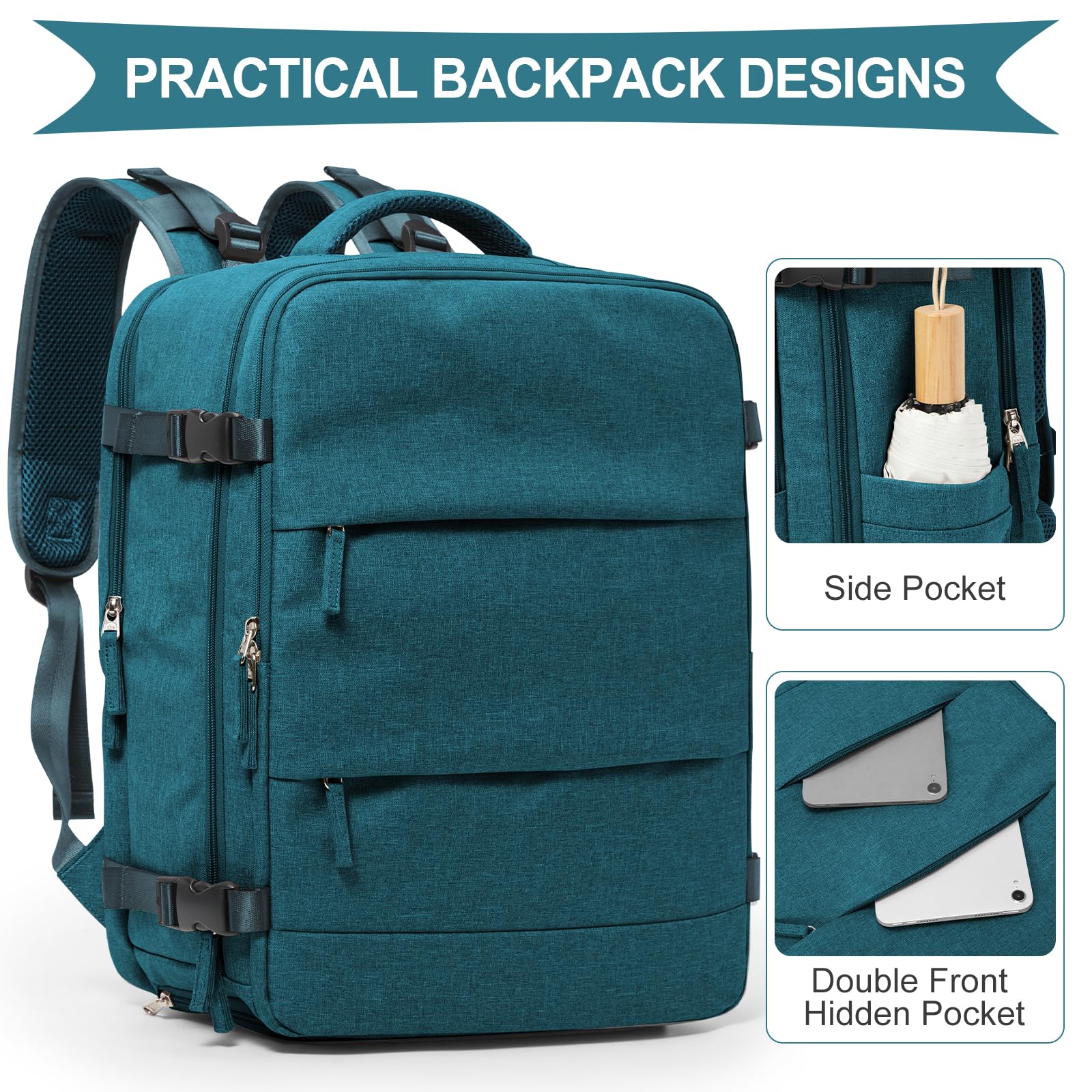 SZLX Zaino Ryanair 40x20x25 Donna Zaino da Viaggio Sottovuoto con pompa Bagaglio a Mano Sottovuoto Viaggio Uomo Borse da Cabina 45x36x20 Easyjet con scomparto per scarpe per Laptop da 14 Pollici