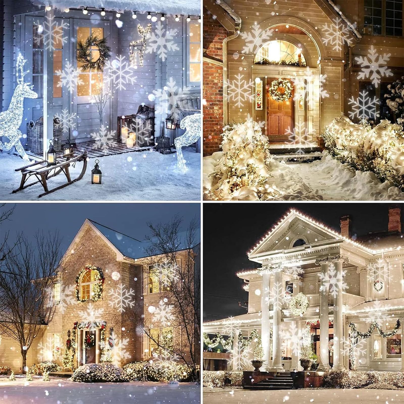 Luces de proyector de copo de nieve, luces de proyector de Navidad para exteriores, luz láser de nevadas en movimiento para exteriores e interiores para Navidad al aire libre