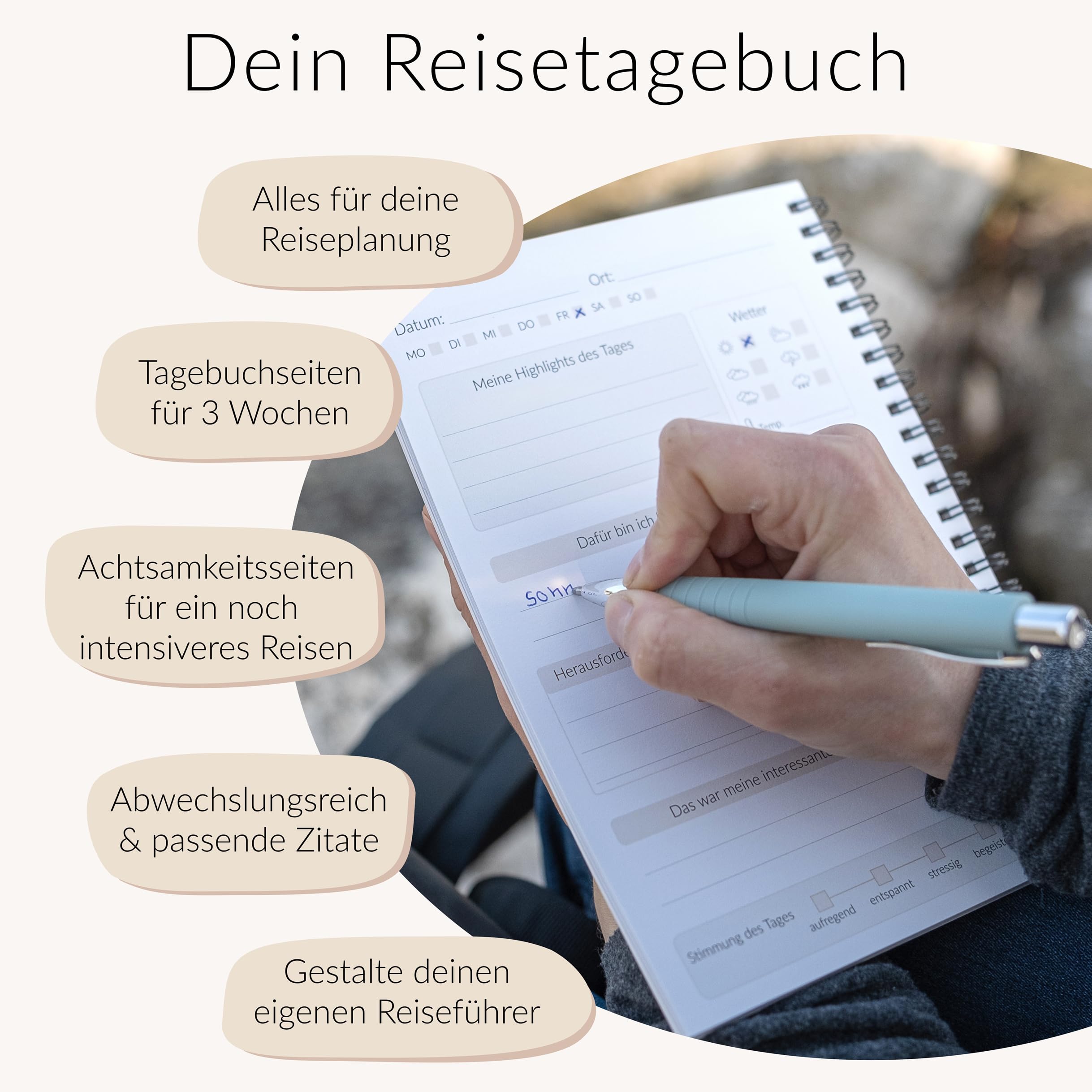 Tagebuch Schottland | Abwechslungsreiches Reisetagebuch zum Ausfüllen | Notizbuch für 3 Wochen Individualreise | Reiseplaner zum Ausfüllen | Gestalte deinen eigenen Schottland Reiseführer | DIN A5