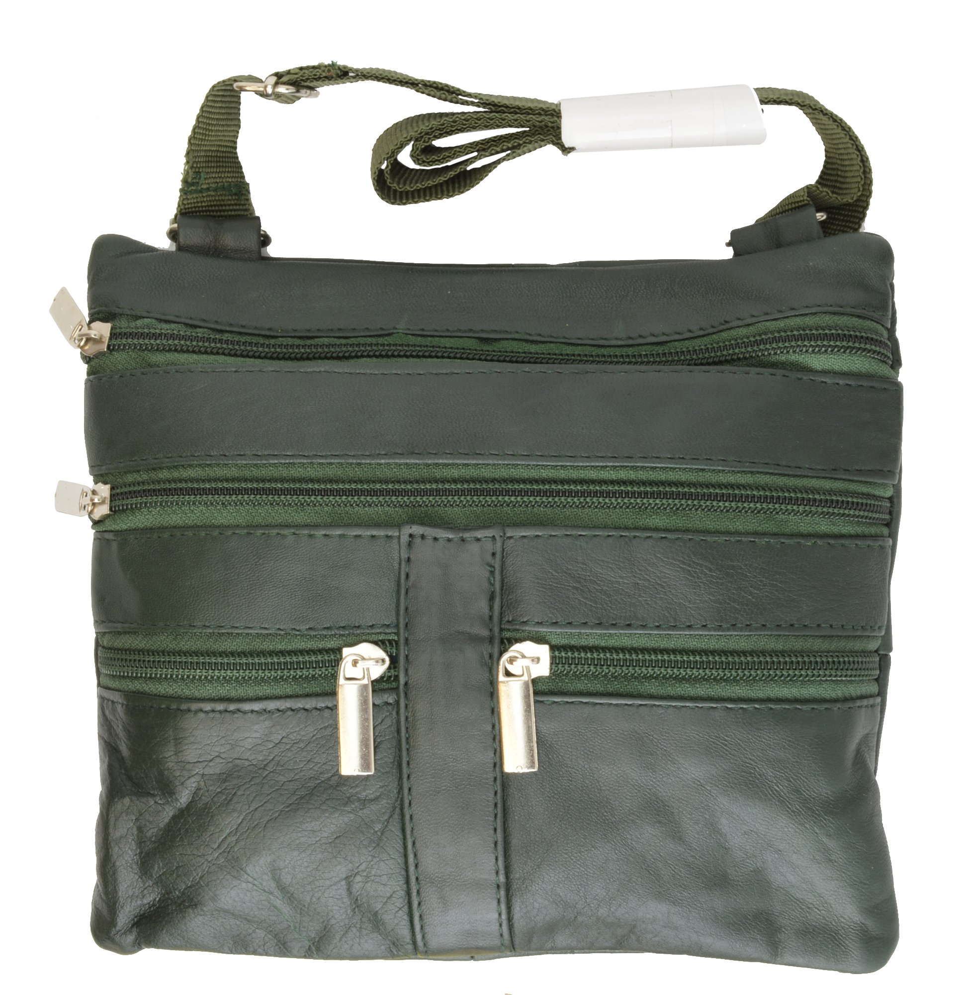 MARSHAL Soft Leather Cross Body Bag Purse Shoulder Bag 5 Pocket Organizer Micro Handbag Travel Wallet Green