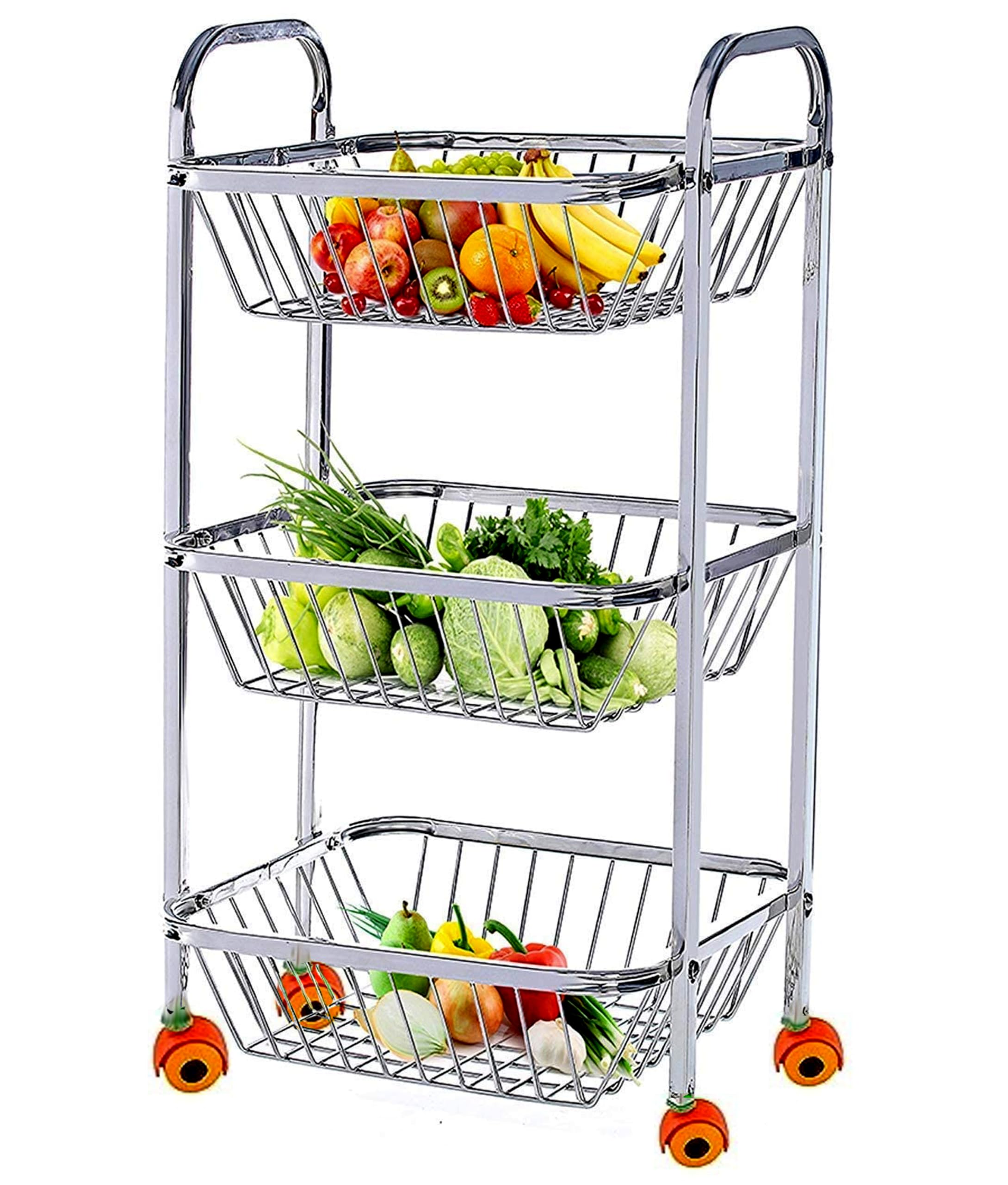 STANDIFY Stainless Steel Fruit & Vegetable 3 Layer Stand Kitchen Trolley Vegetable Basket Fruit Basket Vegetable Stand for Storage Onion Potato Rack for Kitchen (3 Layer Trolley) (B0D8SP7ZFH) Amazon Price History, Amazon Price Tracker