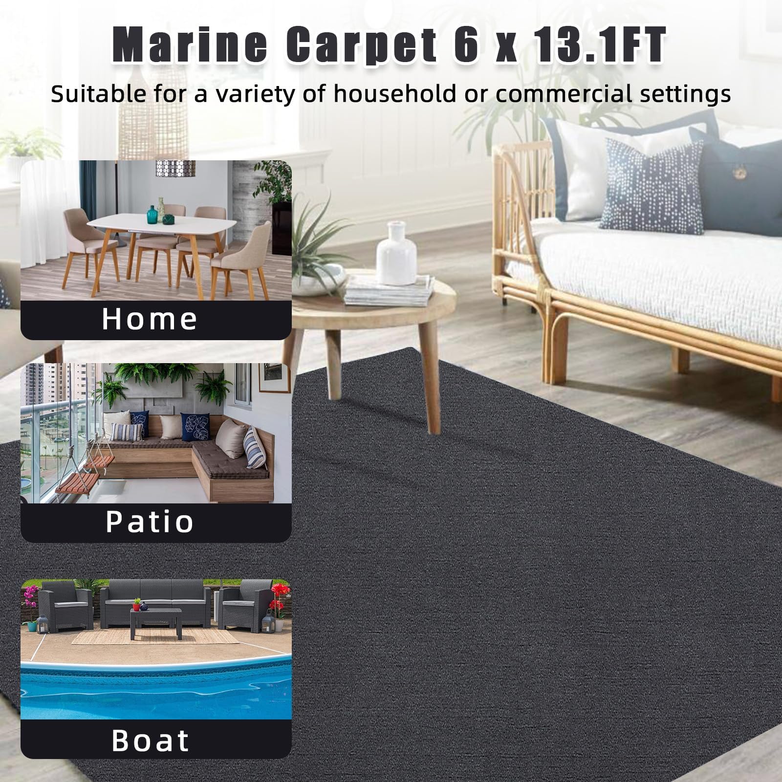 Hollyfield Rutschfester Marine Bootsteppich – Zuschneidbare Outdoor Matte | für Boote, Yachten, Kajaks, Wohnmobile – Wetterfester Teppich für Schiffsdecks, Balkon, Camping – Spezifikation: Germany