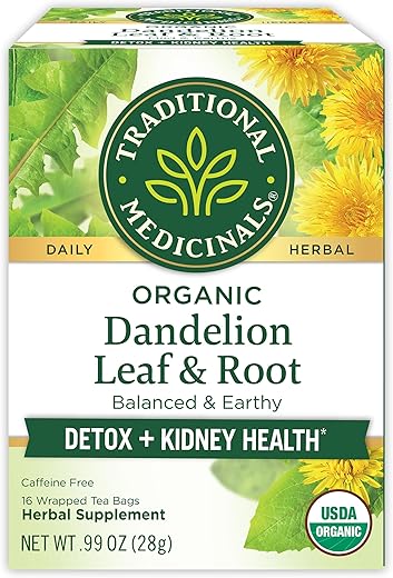 Traditional Medicinals Tea, Organic Dandelion Leaf & Root, Supports Kidney Function & Healthy Digestion, 16 Tea Bags 1 Traditional Medicinals Tea, Organic Dandelion Leaf & Root, Supports Kidney Function & Healthy Digestion, 16 Tea Bags