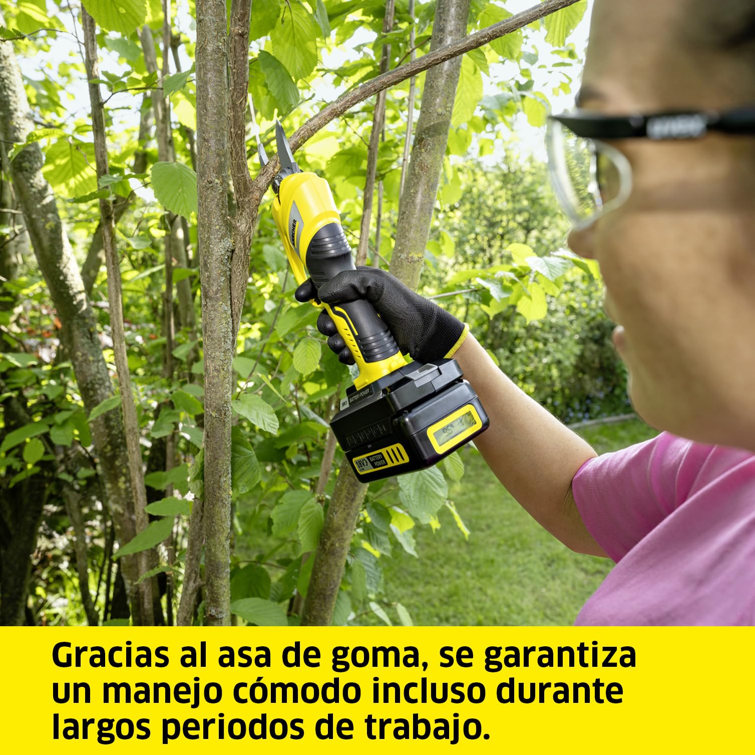 Kärcher Podadora a Batería TLO 2-18, Motor de Cepillos, Cuchilla Bypass, Diámetro de Corte: 2,5 cm, Hasta 1.400 Cortes por Carga, Batería 18 V de Kärcher