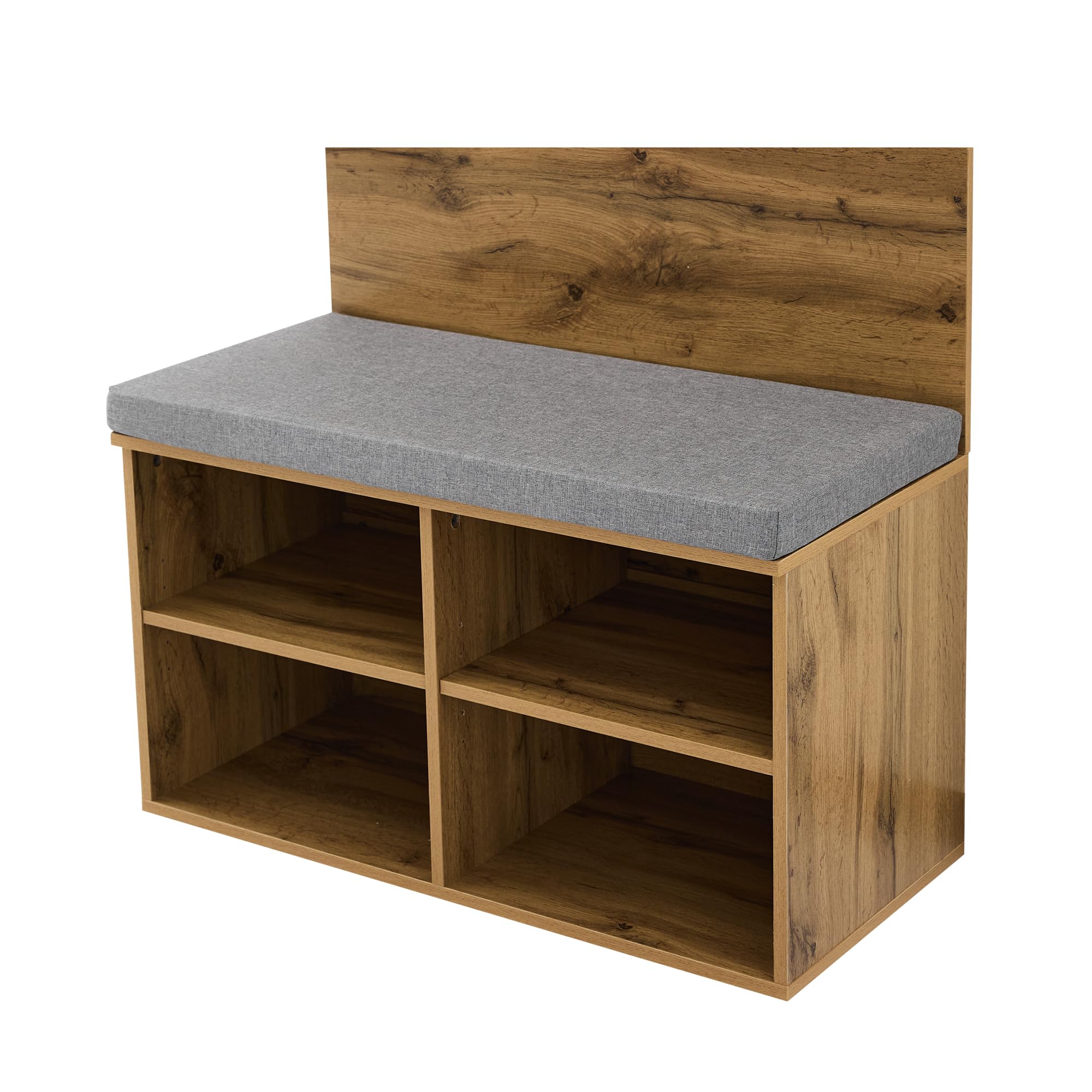 Perchero Con Espejo Y Zapatero - 190cm Alto, Efecto Madera Roble - Organizador De Entrada Práctico