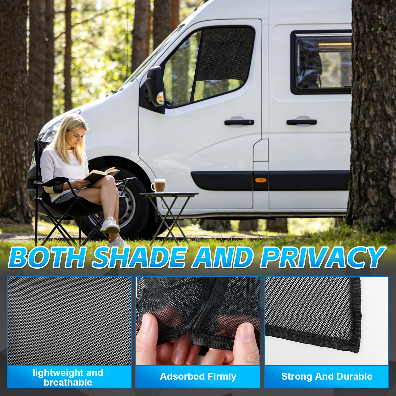 Insektenschutzgitter Compatible con Renault Trafic/F-iat Talento/O-Pel Vivaro 2014-2025,Mosquitera Magnética para Puertas Delanteras (Par), Mosquiteras Transpirables para Camping al Aire Libre