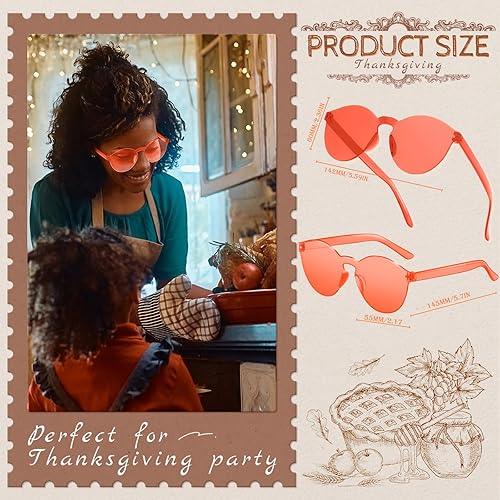 Miniatura 2 de RTBOFY 10 pares de lentes de sol redondos sin marco, gafas de sol para fiesta del día de Acción de Gracias, gafas de sol de colores, transparentes,