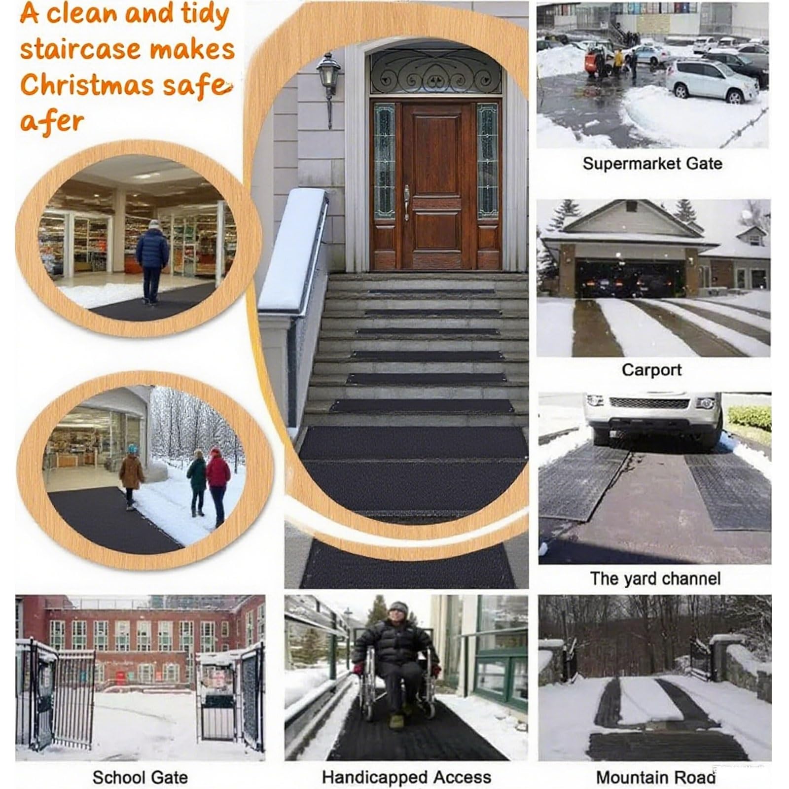 Tapis Fondant Neige Électrique Antidérapable pour Dégagement Rapide, Prévention Danglas Escaliers, Allées, Entrées Usage Résidentiel/Commercial