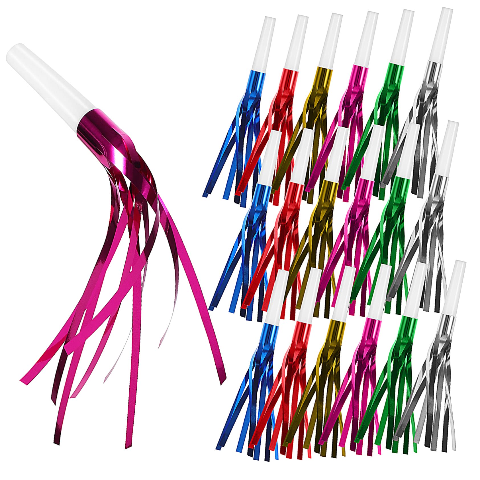 HANABASS 24Pcs Party Blowers with Tassels Creative Whistles for Vibrant Party Favors for Birthday Holiday Sports Events and Outdoor Activities