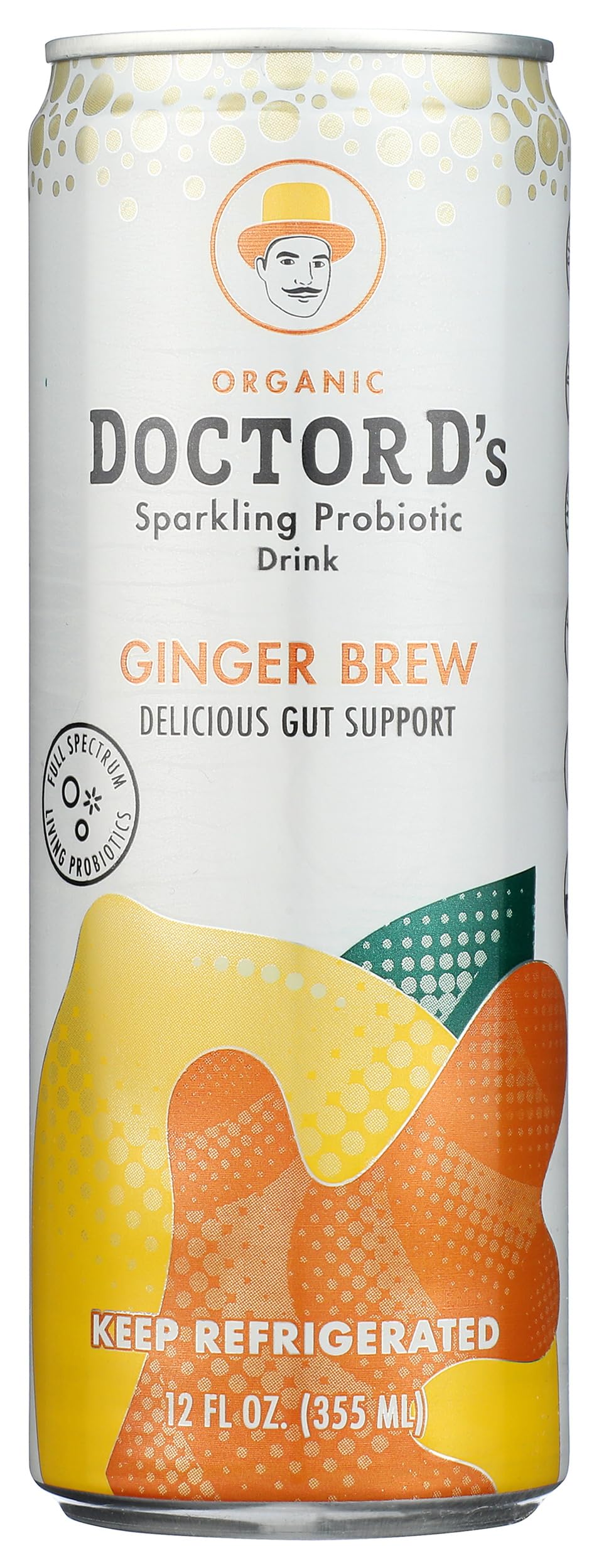 Doctor D's Organic Sparkling Probiotic Drink, Ginger Brew, 12 Fl