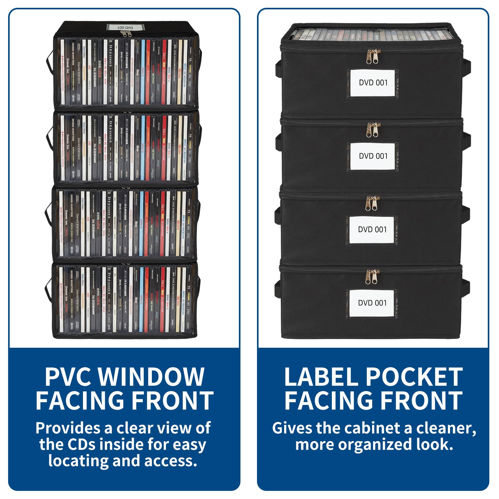 Amazon.com: ComfortKeeper 2 Pack Fabric DVD Storage Box with Clear