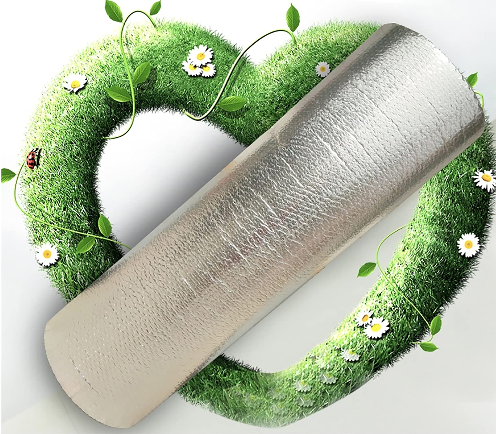 Aislamiento Termico Aluminio Reflexivo, Rollo Aislante Termico, Rollo Aislante Térmico De Aluminio, Aislamiento Térmico Multicapa Para Buhardilla Desván Paredes Caravanas Y Át(Size:1mx15m/3.2x49.2ft)