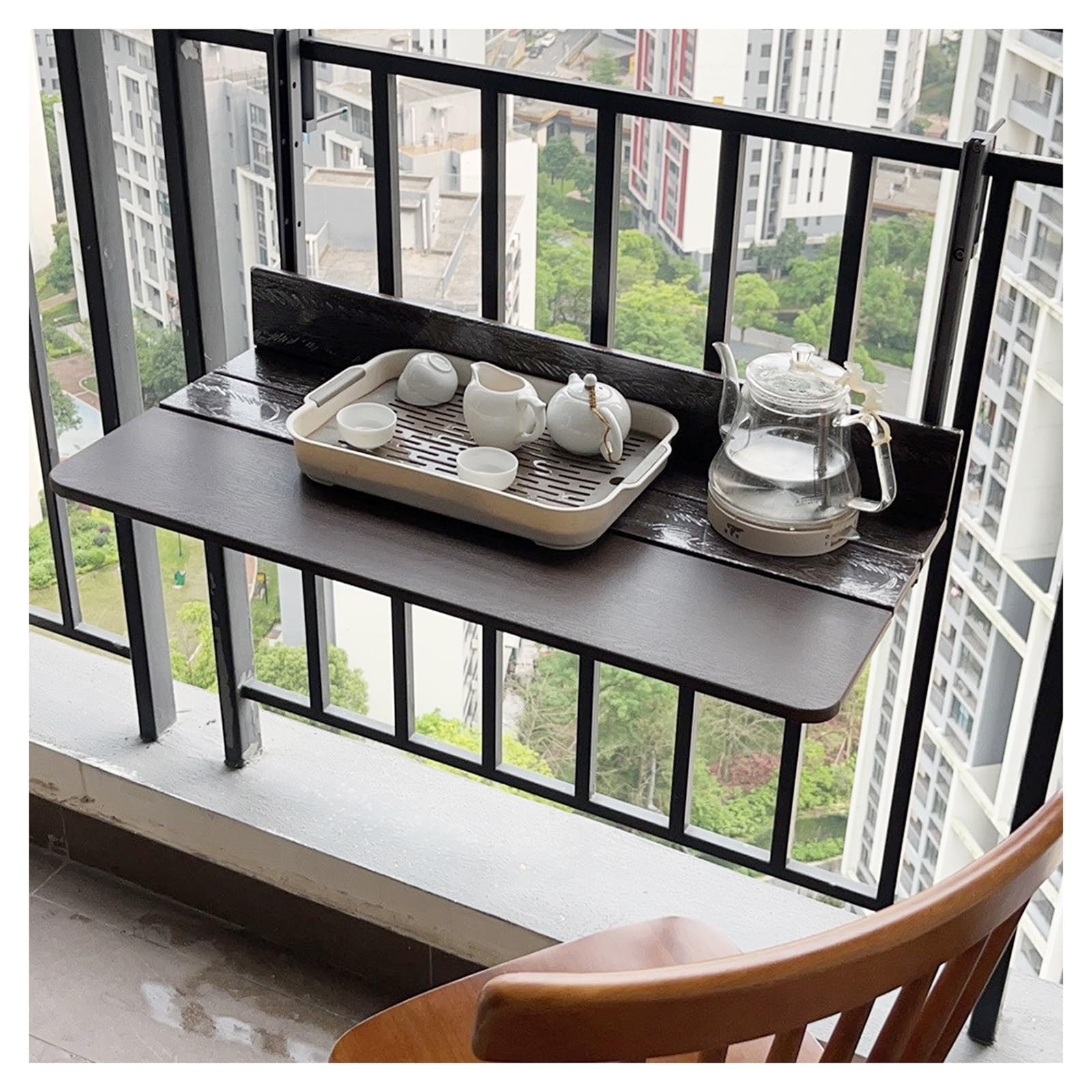 ZHANGGL Adjustable Height Folding Balcony Railing Bar - Multifunctional Patio Rail Hanger for Outdoor Use (L60*W37cm) - Ideal for Small Spaces, Easy Installation, Space-Saving De