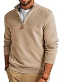 Men's Quarter Zip Sweater Slim Fit Casual Pullover Sweater Mock Neck Polo Sweaters